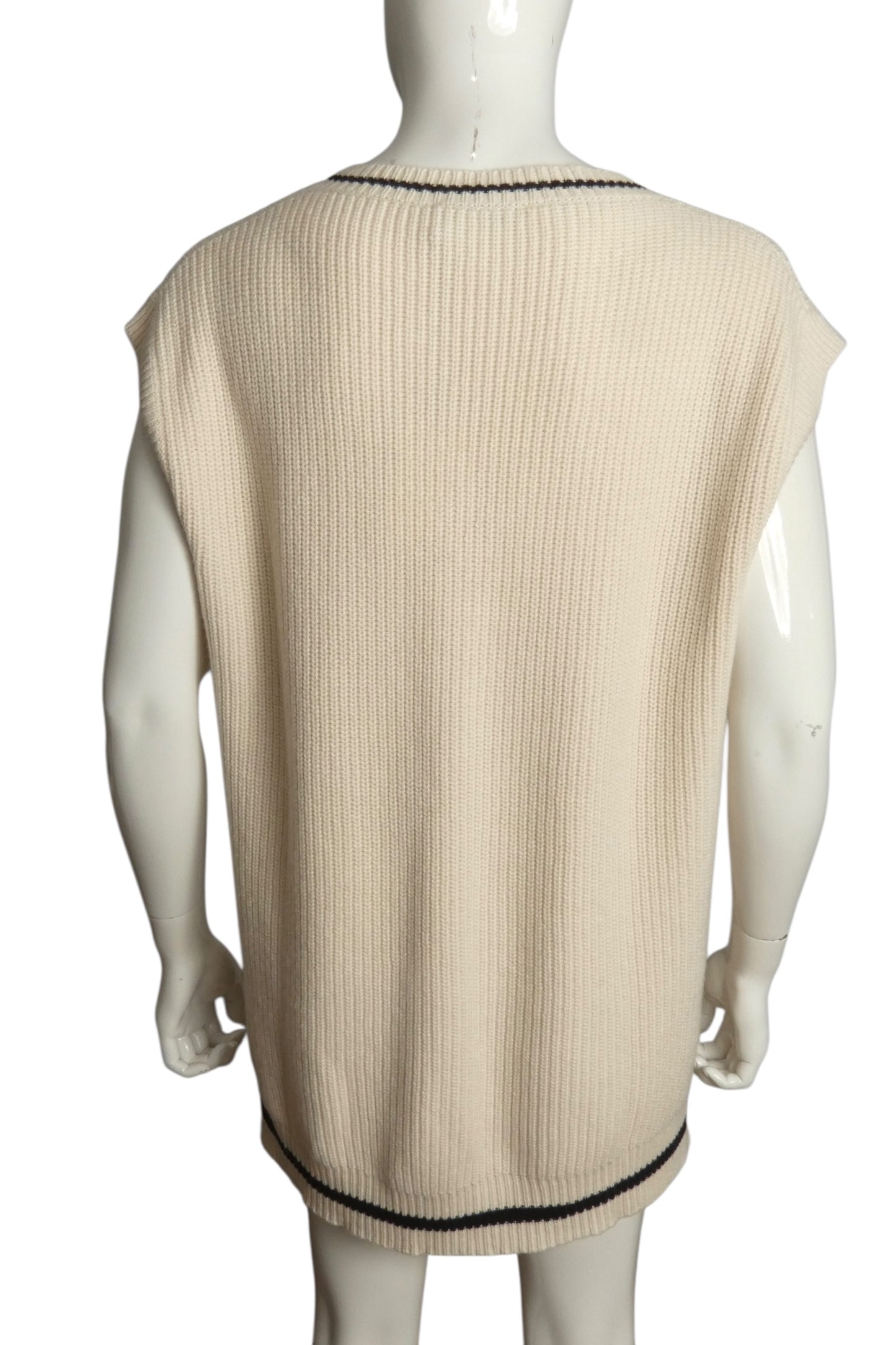 SANS GENE-NWT Ivory Oversized Cable Knit Sweater Vest, Size Large