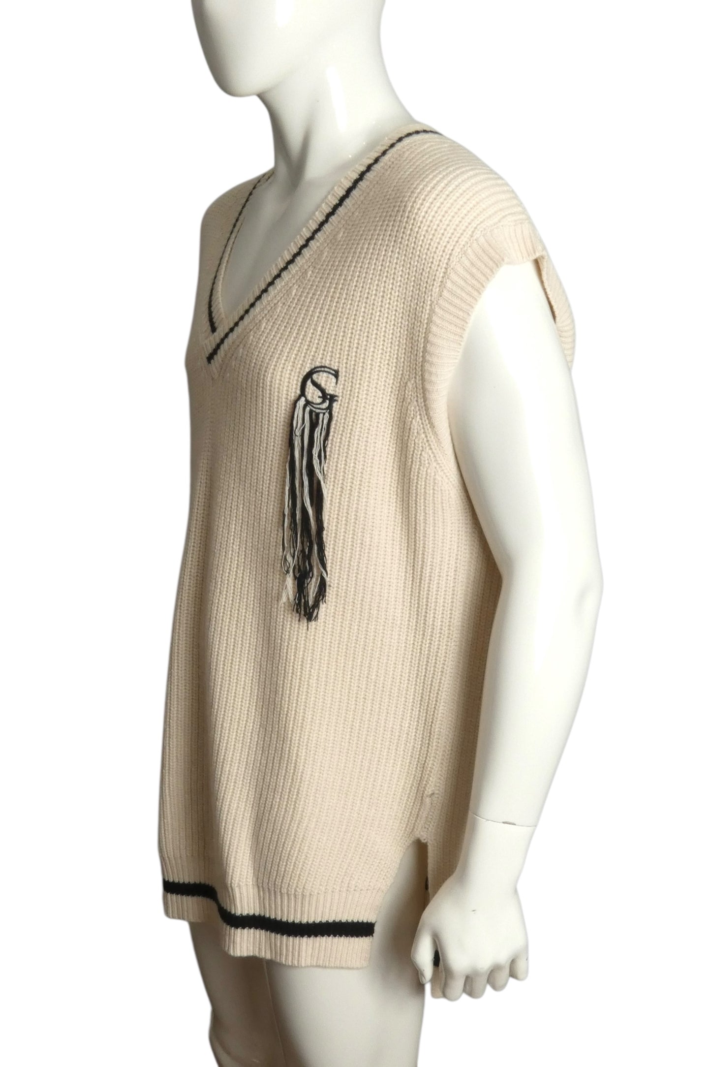 SANS GENE-NWT Ivory Oversized Cable Knit Sweater Vest, Size Large