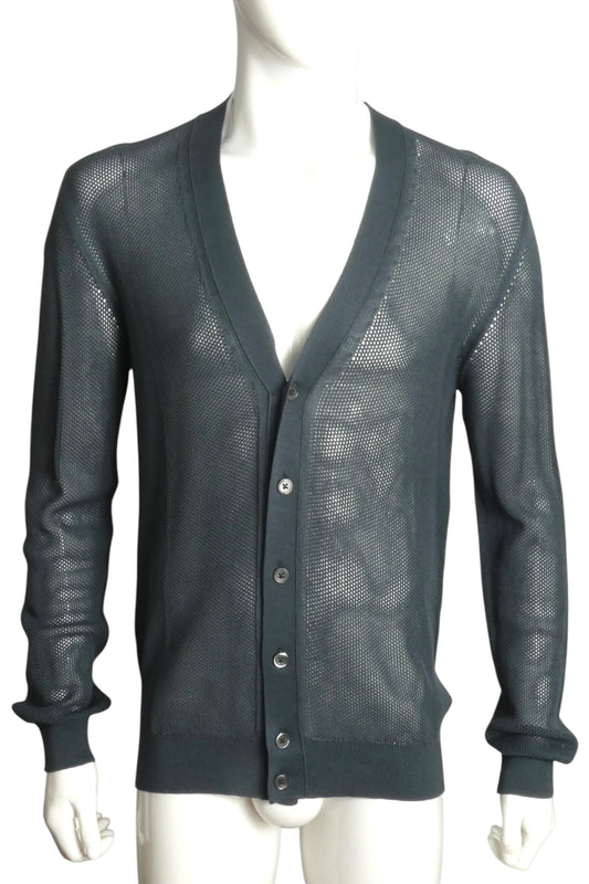 MARC JACOBS- NWT Grey Cotton Fishnet Cardigan, Size XL