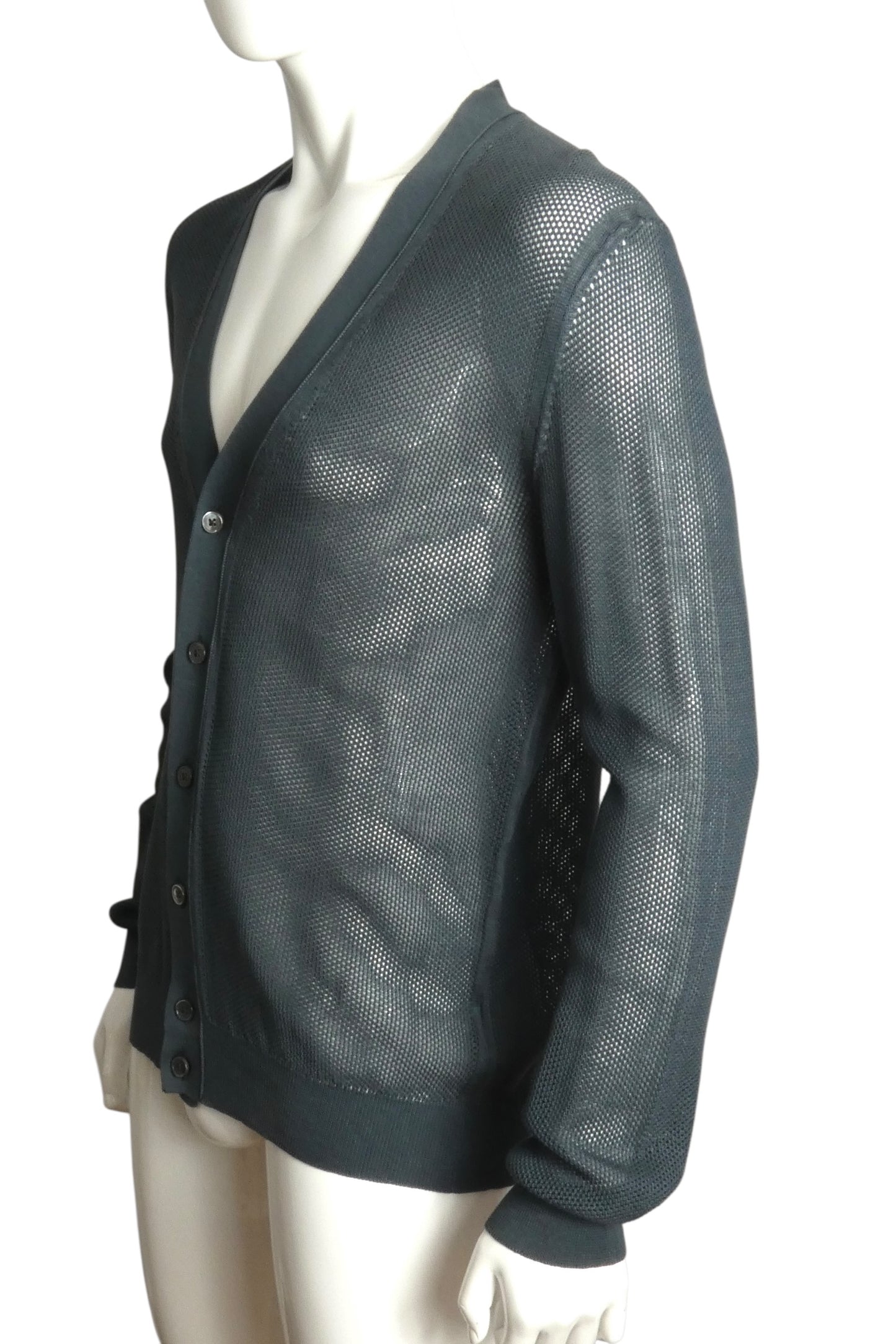 MARC JACOBS- NWT Grey Cotton Fishnet Cardigan, Size XL