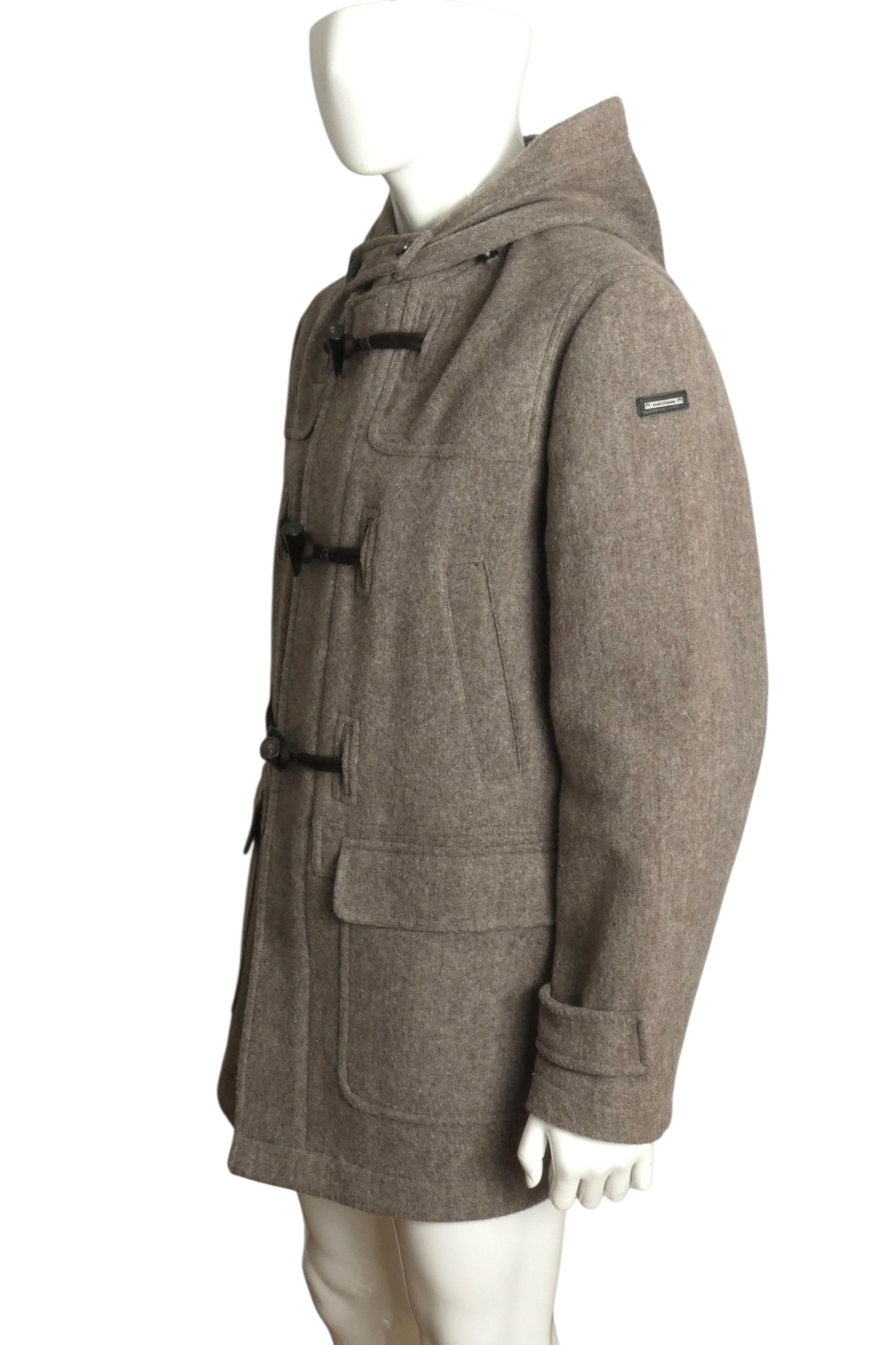 MAESTRAMI- NWT Brown Wool Hooded Coat, Size 2XL