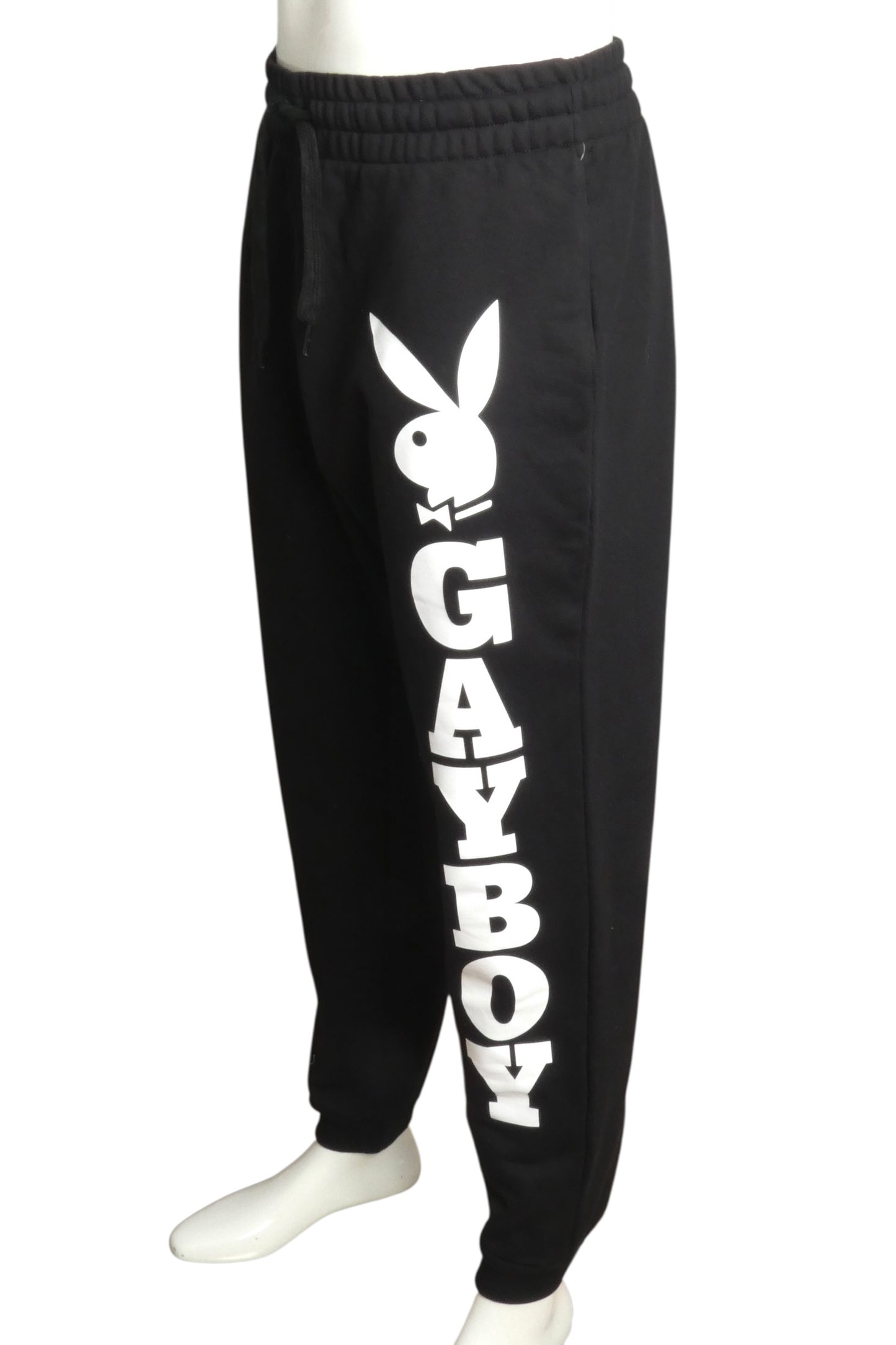 MOSCHINO COUTURE x PLAYBOY- 2019 Black "Gayboy" Cotton Joggers, Size Medium