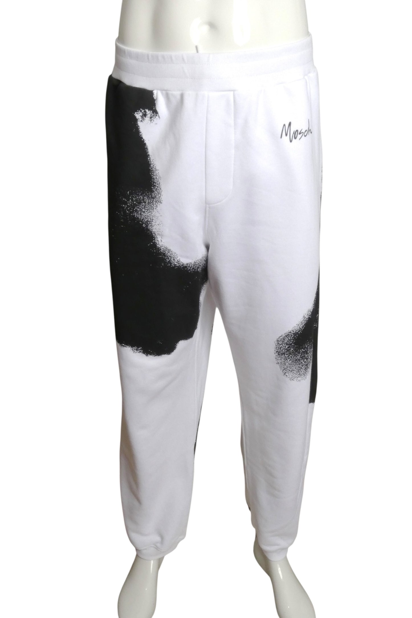 MOSCHINO COUTURE- 2023 NWT WhIte & Black Cotton Joggers, Size Large
