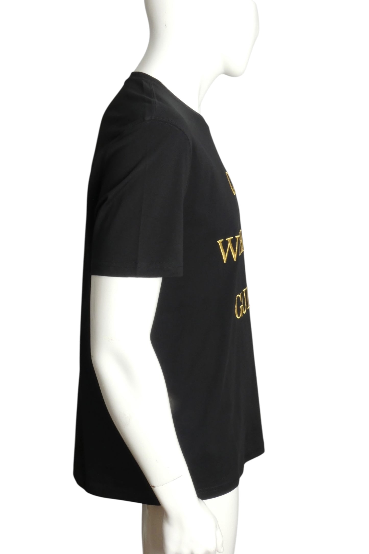 MOSCHINO COUTURE- NWT 2022 Black "Gilt Without Guilt" T-Shirt, Size Medium