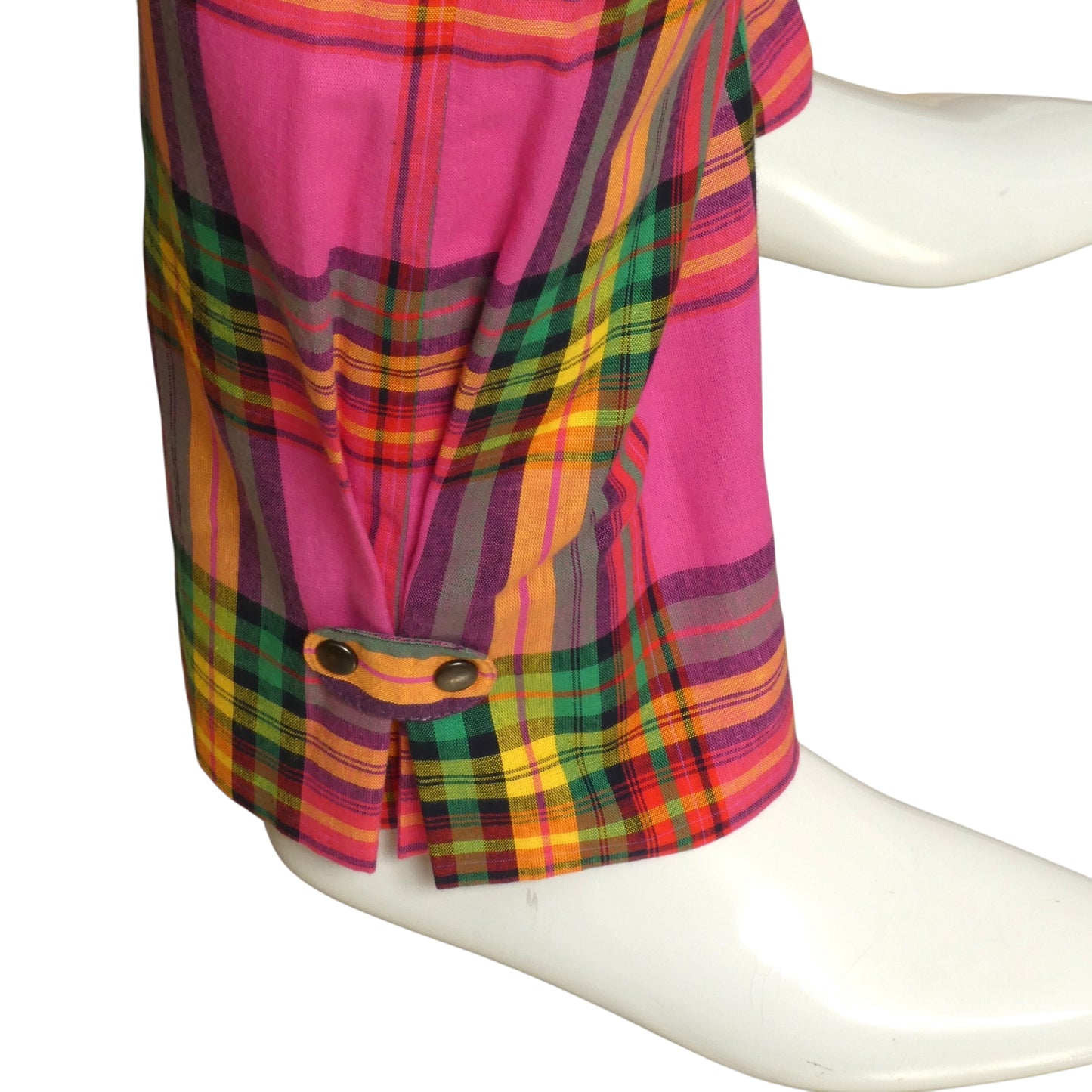 PIERRE CARDIN HAUTE COUTURE- 1980s Pink Cotton Plaid Trousers, Waist 31