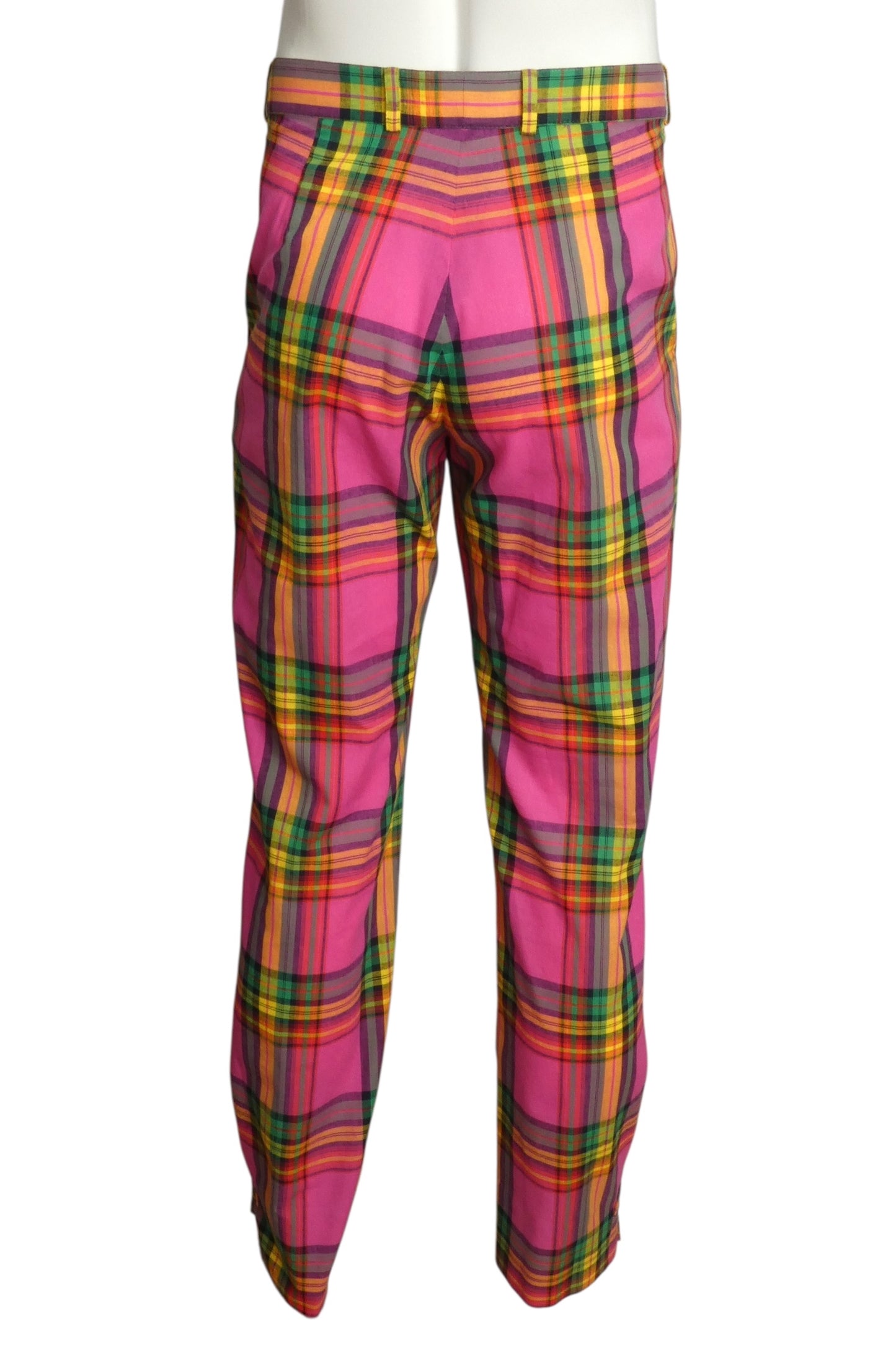 PIERRE CARDIN HAUTE COUTURE- 1980s Pink Cotton Plaid Trousers, Waist 31