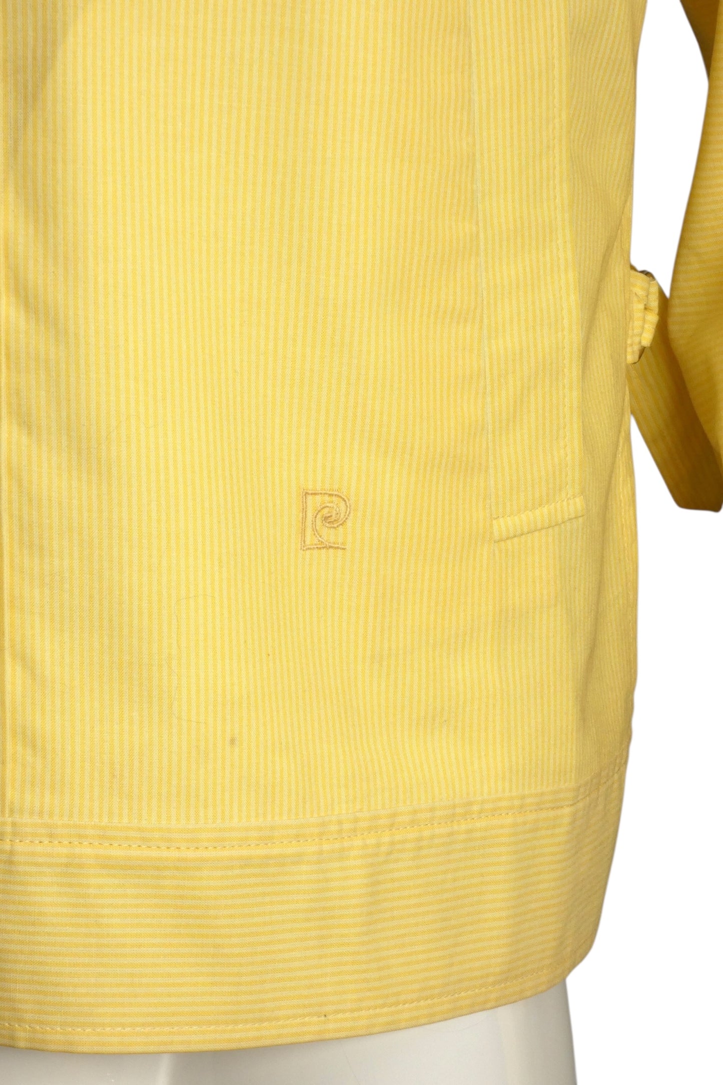 PIERRE CARDIN- 1990s Yellow Cotton Stripe Jacket, Size-Medium