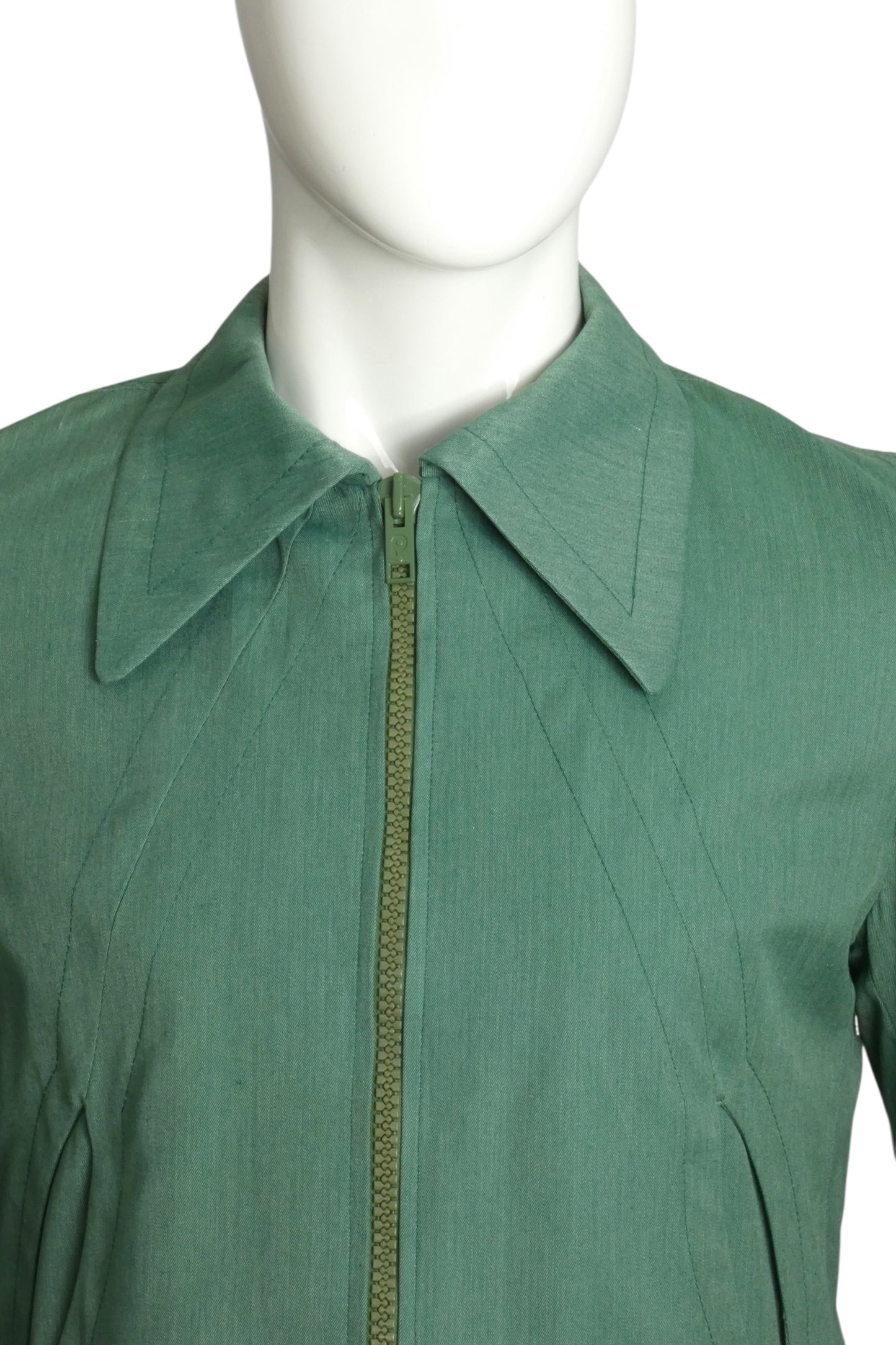 PIERRE CARDIN BOUTIQUE - 1975 Green Cotton Suit, Size-Medium
