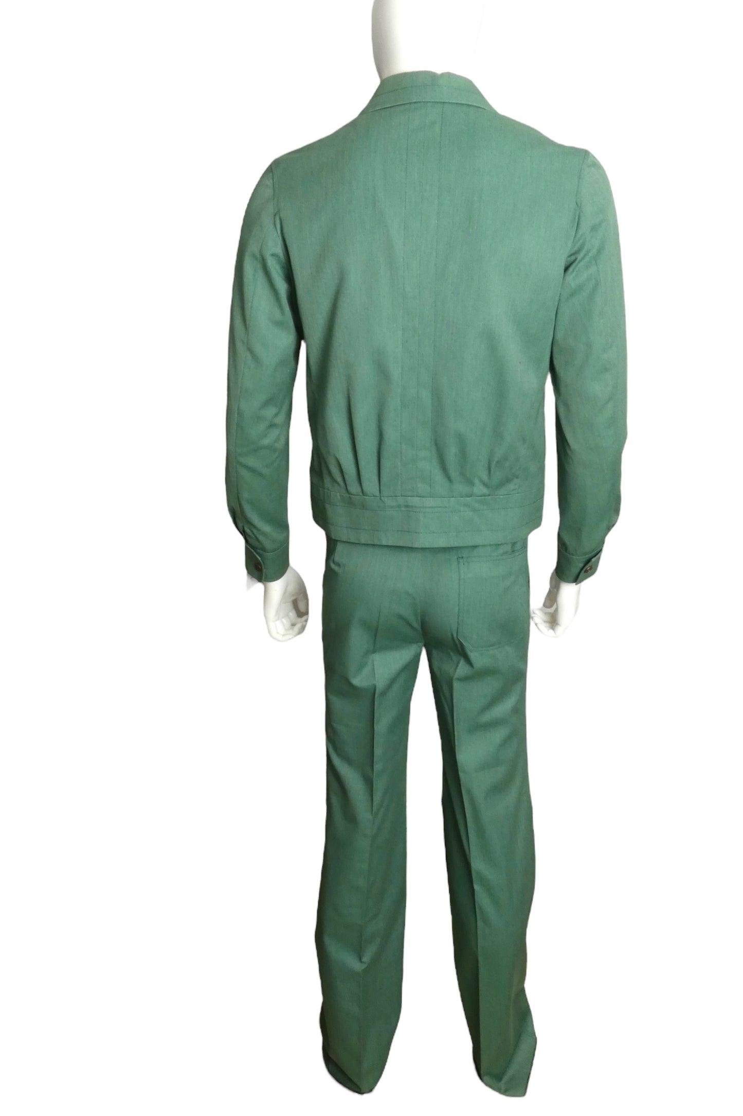 PIERRE CARDIN BOUTIQUE - 1975 Green Cotton Suit, Size-Medium