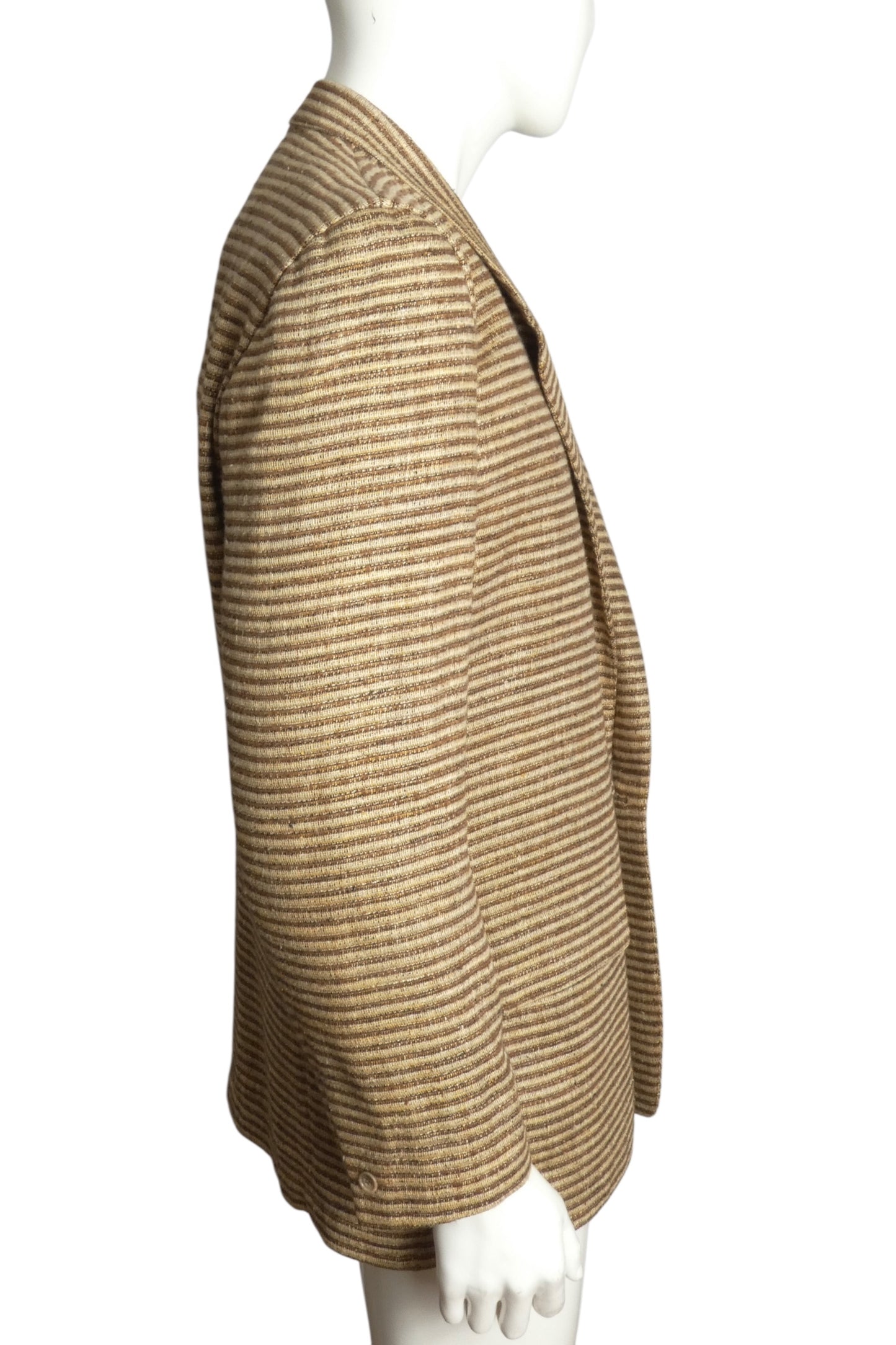 PIERRE CARDIN- 1980s Raw Silk Stripe Blazer, Size-Large