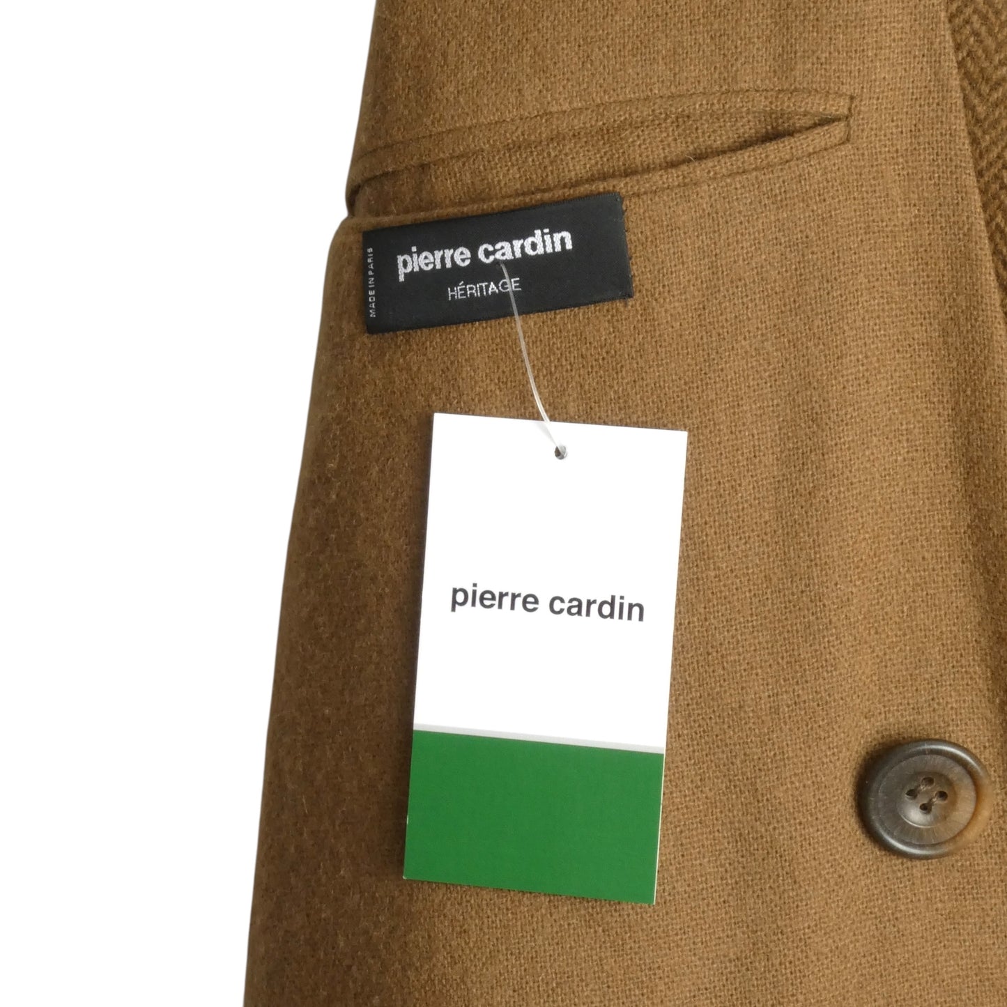 PIERRE CARDIN- 1978 Brown Wool Herringbone Coat, Size Large