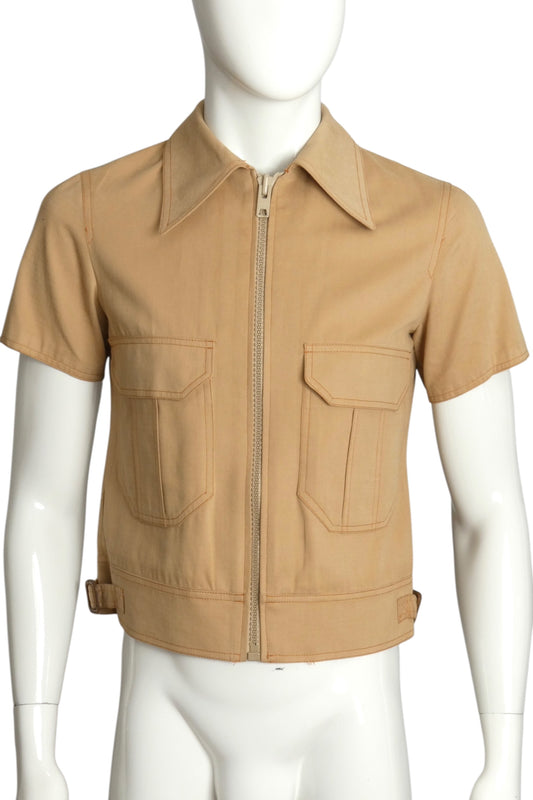 PIERRE CARDIN- 1977 Khaki Cotton Leisure Jacket, Size-Small