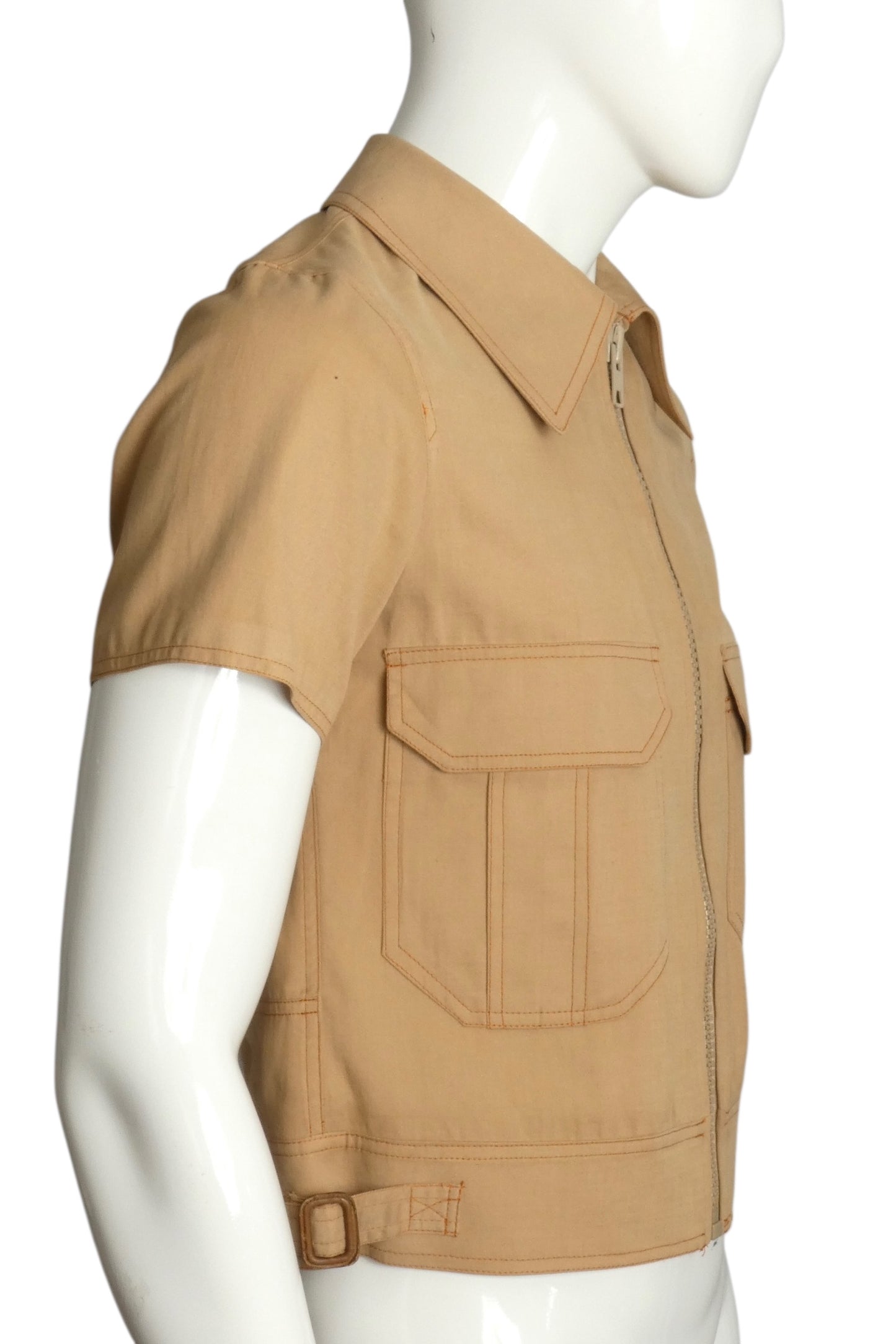 PIERRE CARDIN- 1977 Khaki Cotton Leisure Jacket, Size-Small