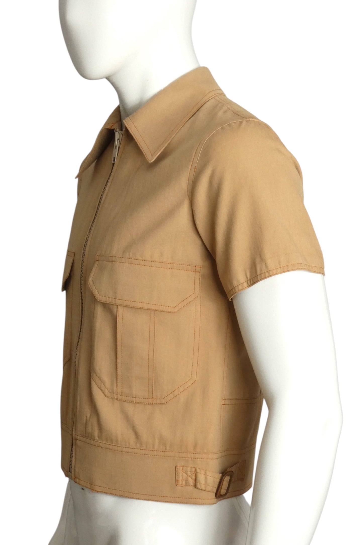 PIERRE CARDIN- 1977 Khaki Cotton Leisure Jacket, Size-Small