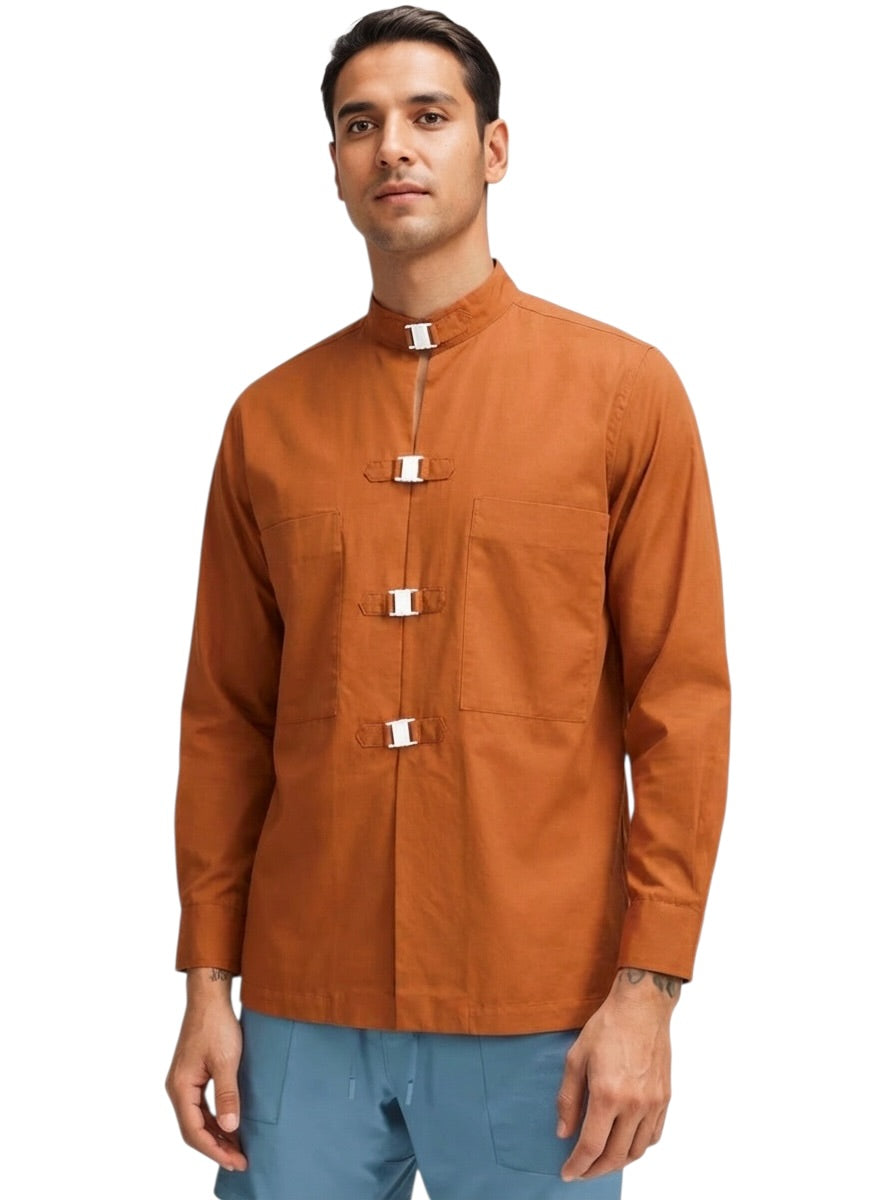 1980s Cotton Mandarin Coat, Size-Large