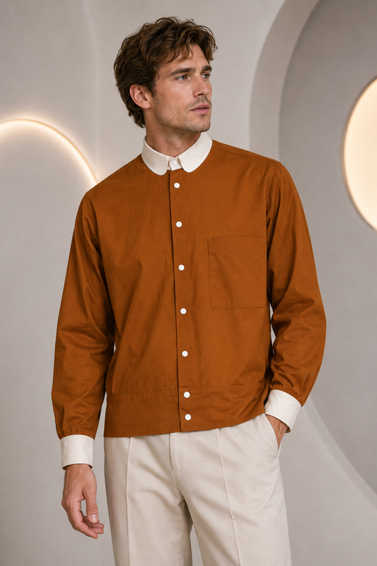 PIERRE CARDIN - 1980s Cotton Shirt-Jack, Size Medium