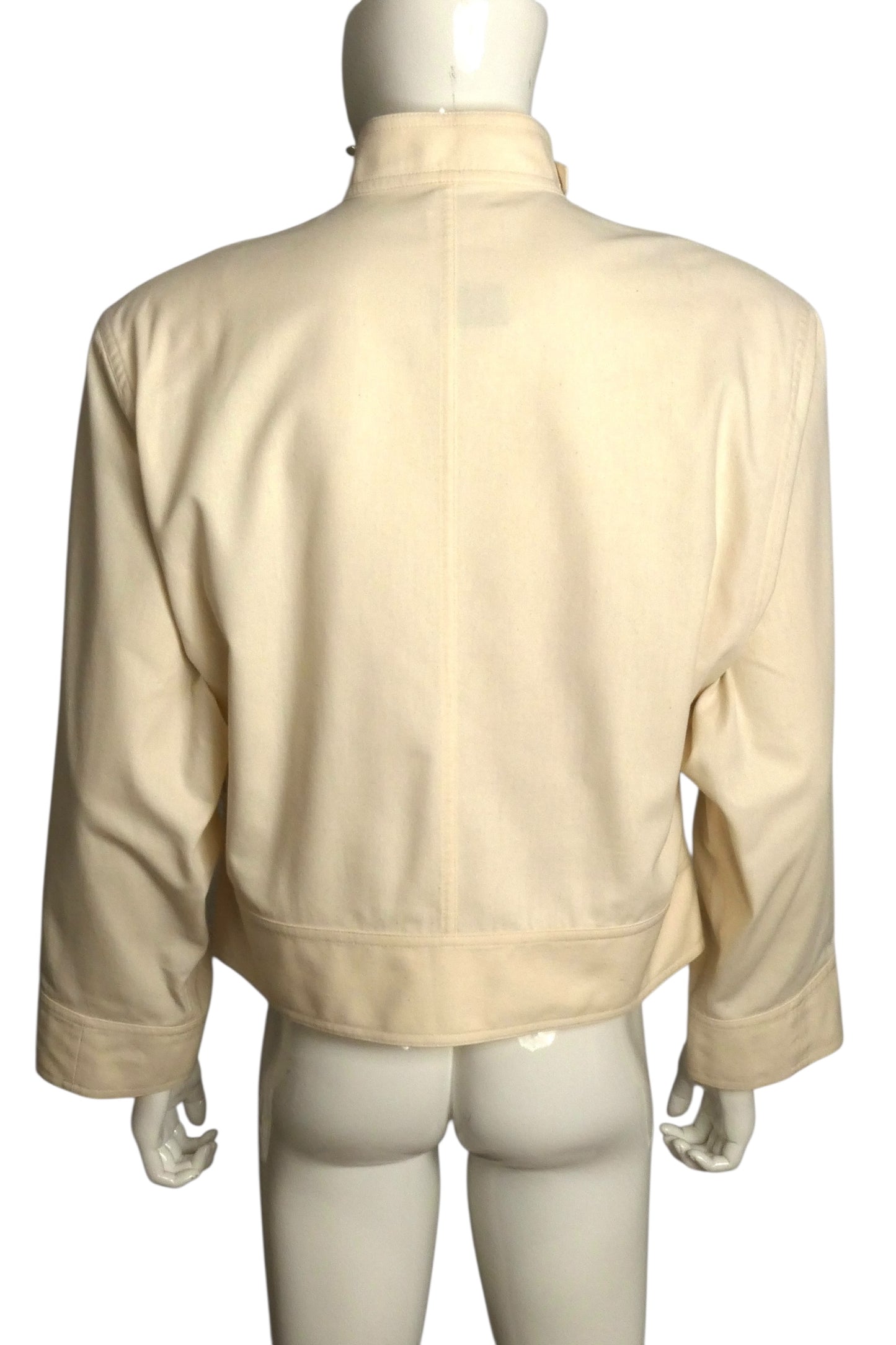 PIERRE CARDIN HAUTE COUTURE- 1994 Ivory Cotton Twill Jacket, Size-X-Large