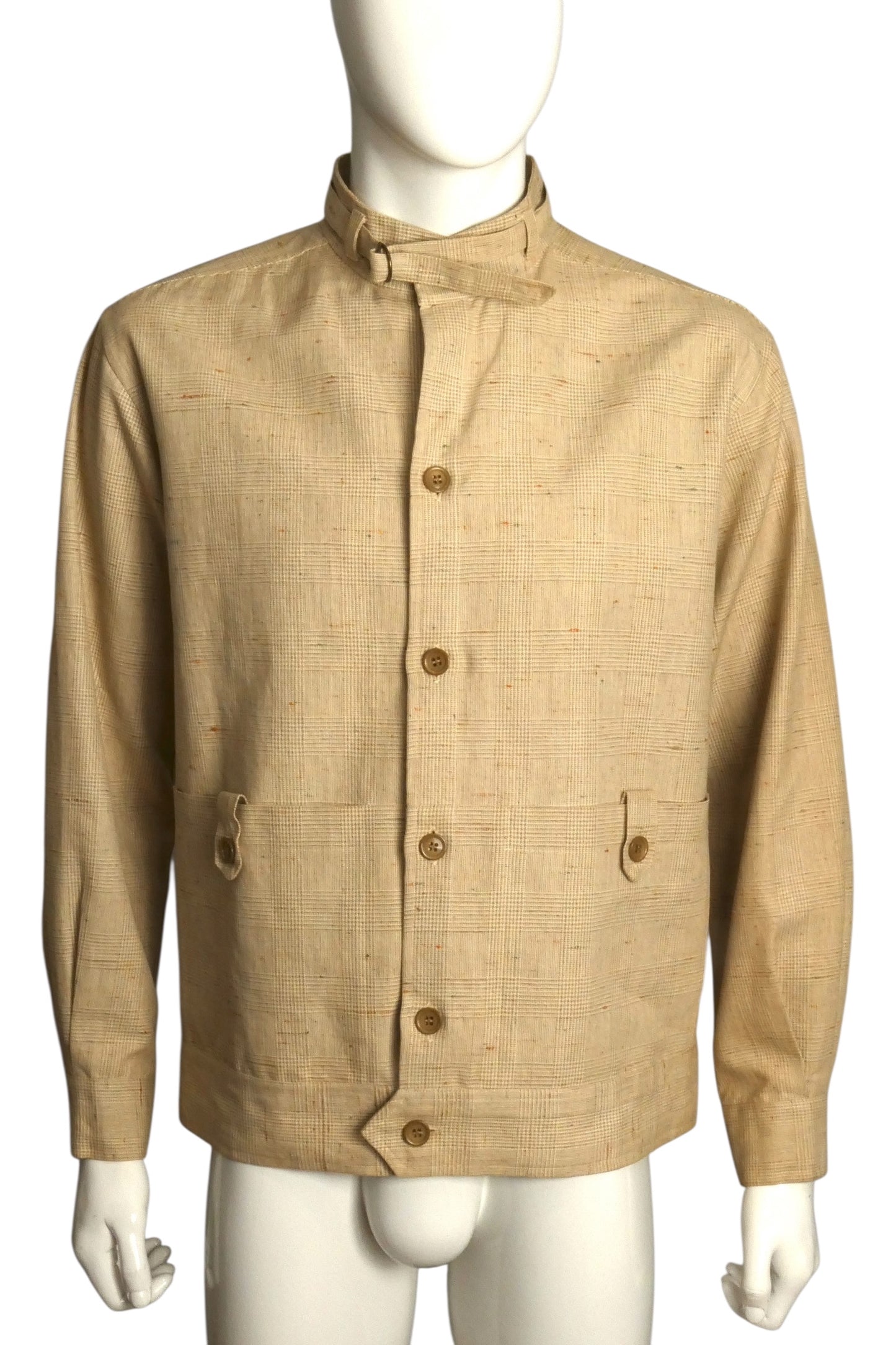 PIERRE CARDIN BOUTIQUE- 1980s Linen Plaid Jacket, Size-Large