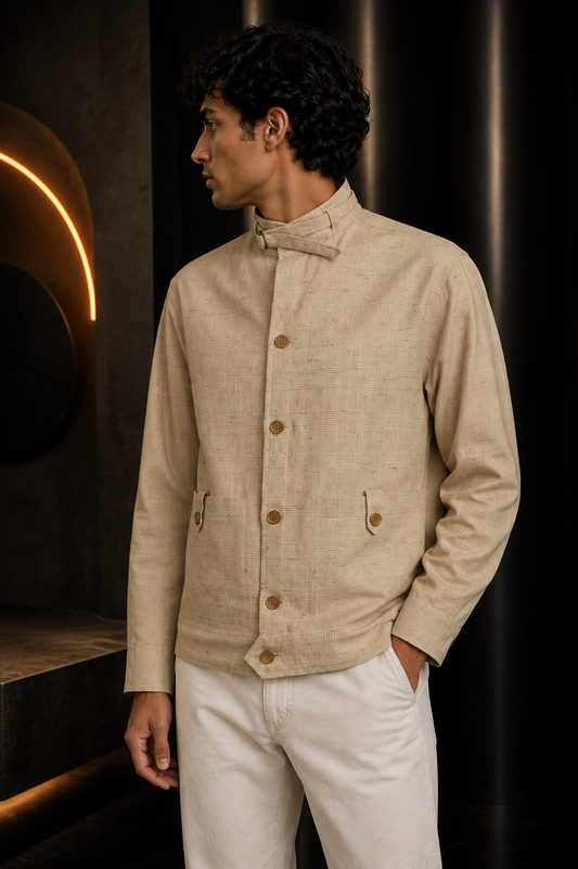 PIERRE CARDIN - 1980s Linen Jacket, Size Large