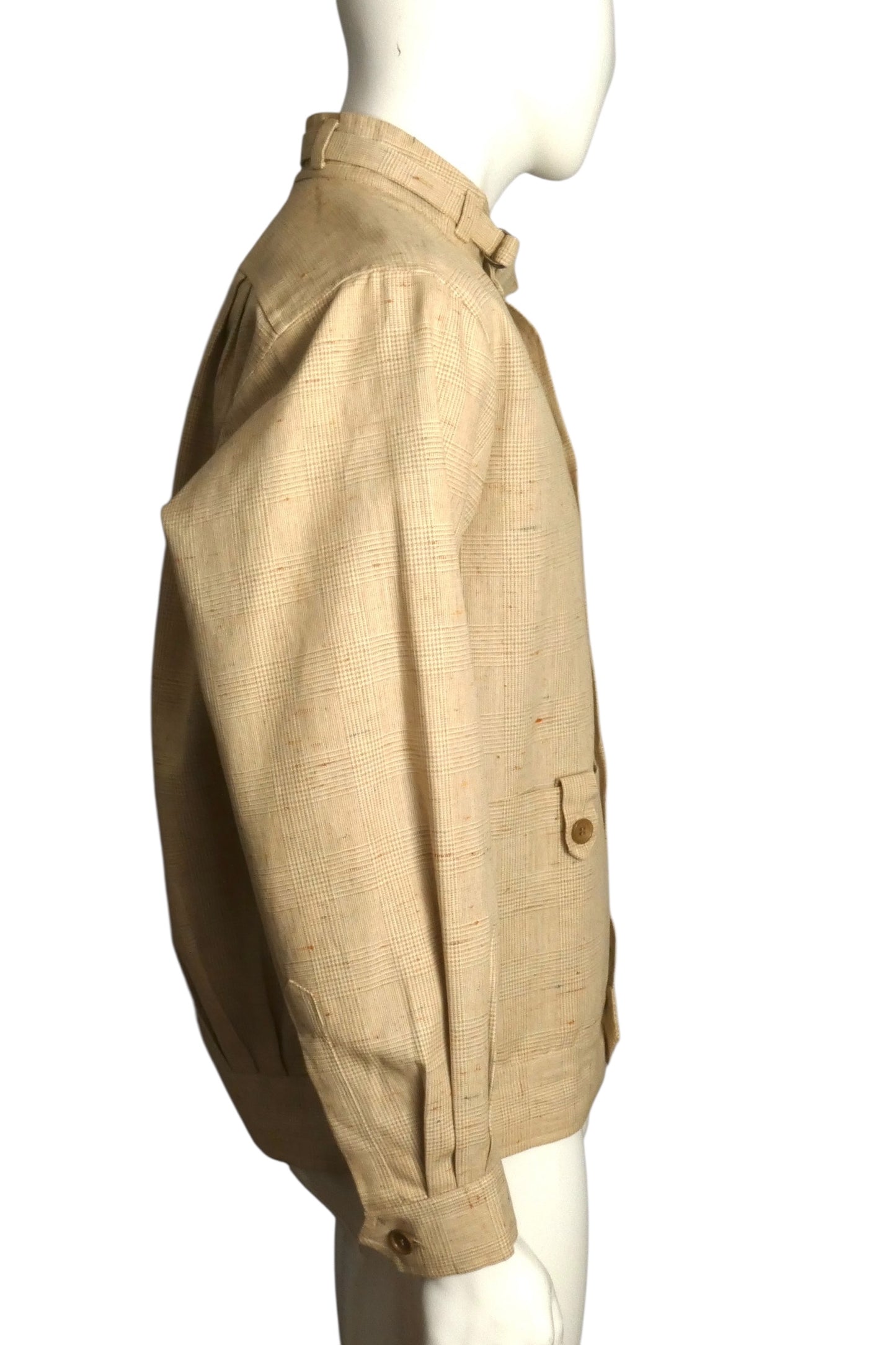 PIERRE CARDIN BOUTIQUE- 1980s Linen Plaid Jacket, Size-Large