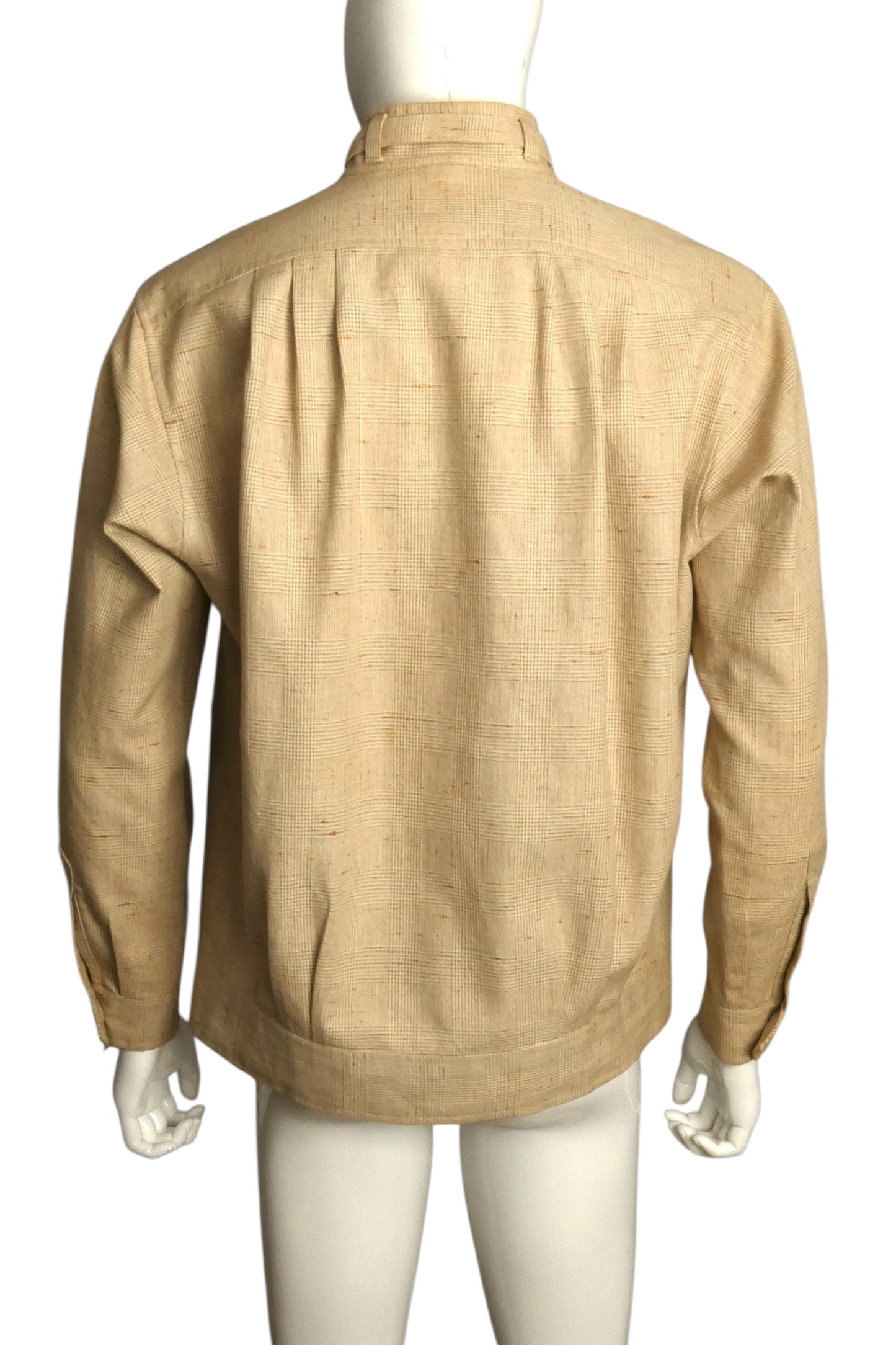 PIERRE CARDIN BOUTIQUE- 1980s Linen Plaid Jacket, Size-Large