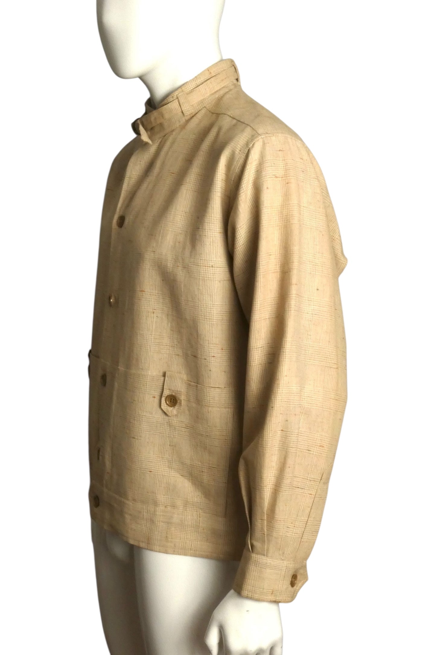 PIERRE CARDIN BOUTIQUE- 1980s Linen Plaid Jacket, Size-Large