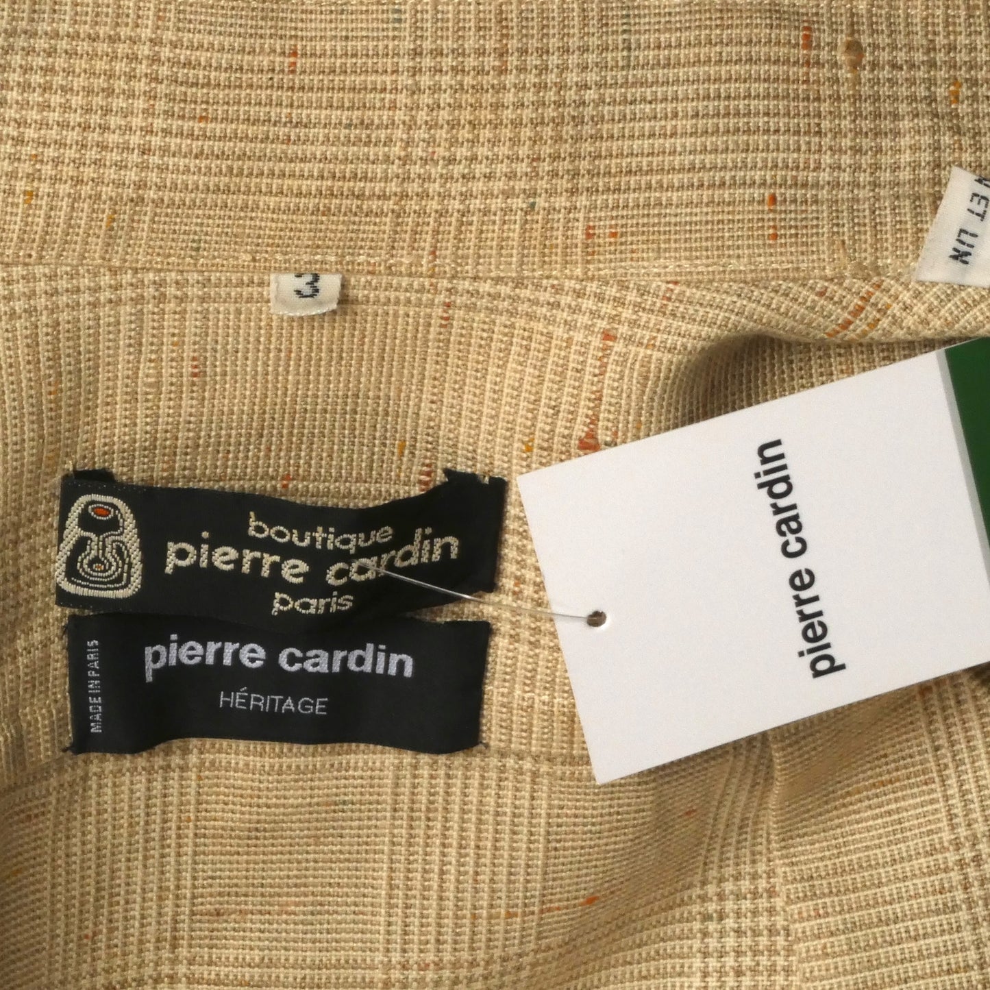 PIERRE CARDIN BOUTIQUE- 1980s Linen Plaid Jacket, Size-Large