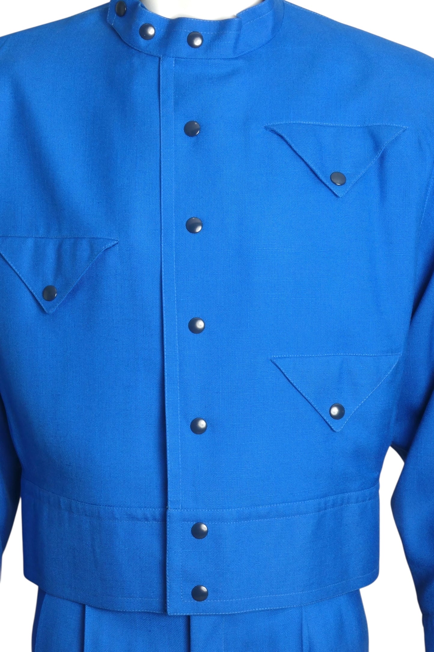 PIERRE CARDIN (HAUTE COUTURE) - 1984 Blue Rayon Suit, Size Large