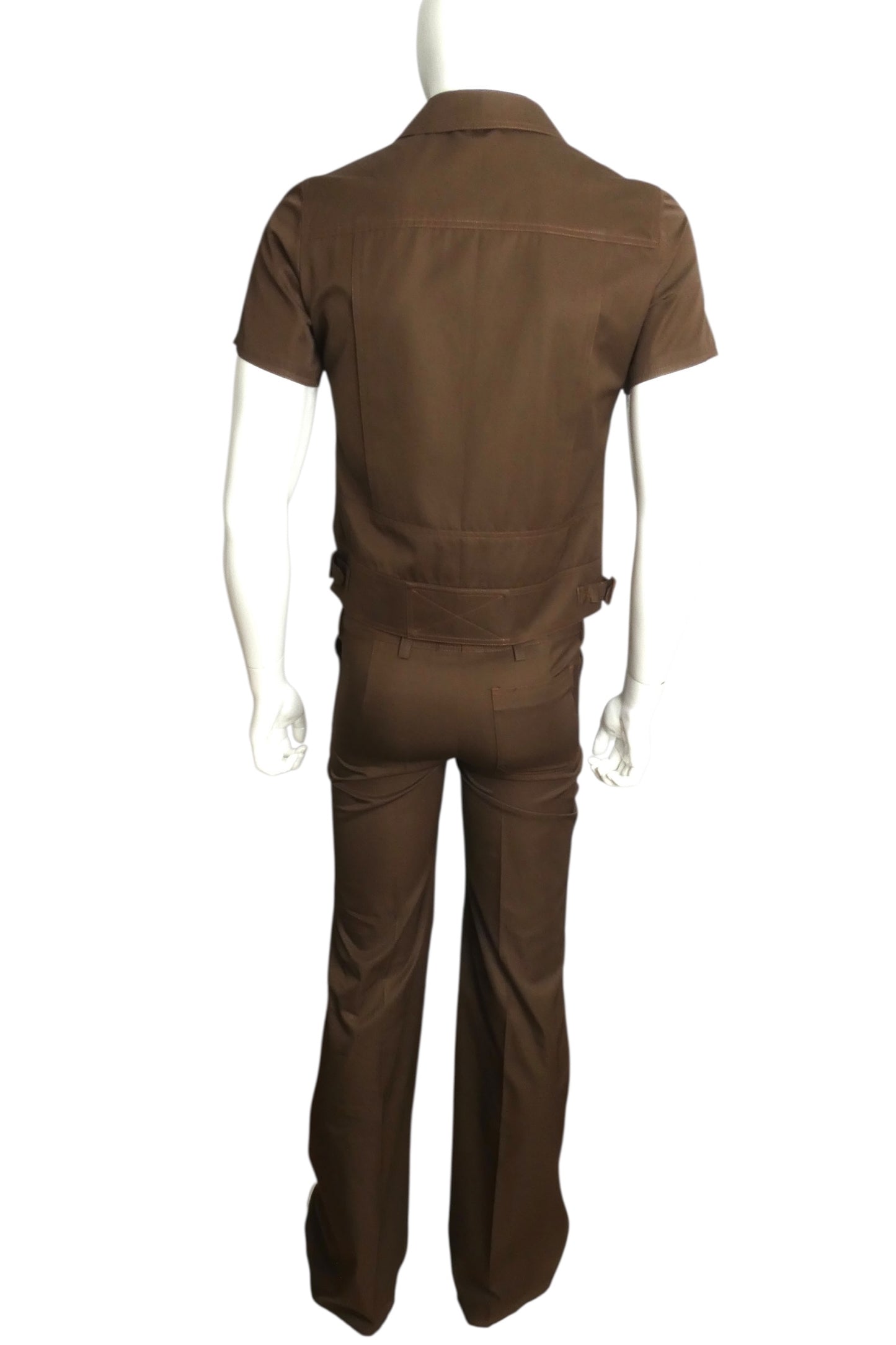 PIERRE CARDIN BOUTIQUE- 1970 NWT Brown Cotton Leisure Suit, Size-Small