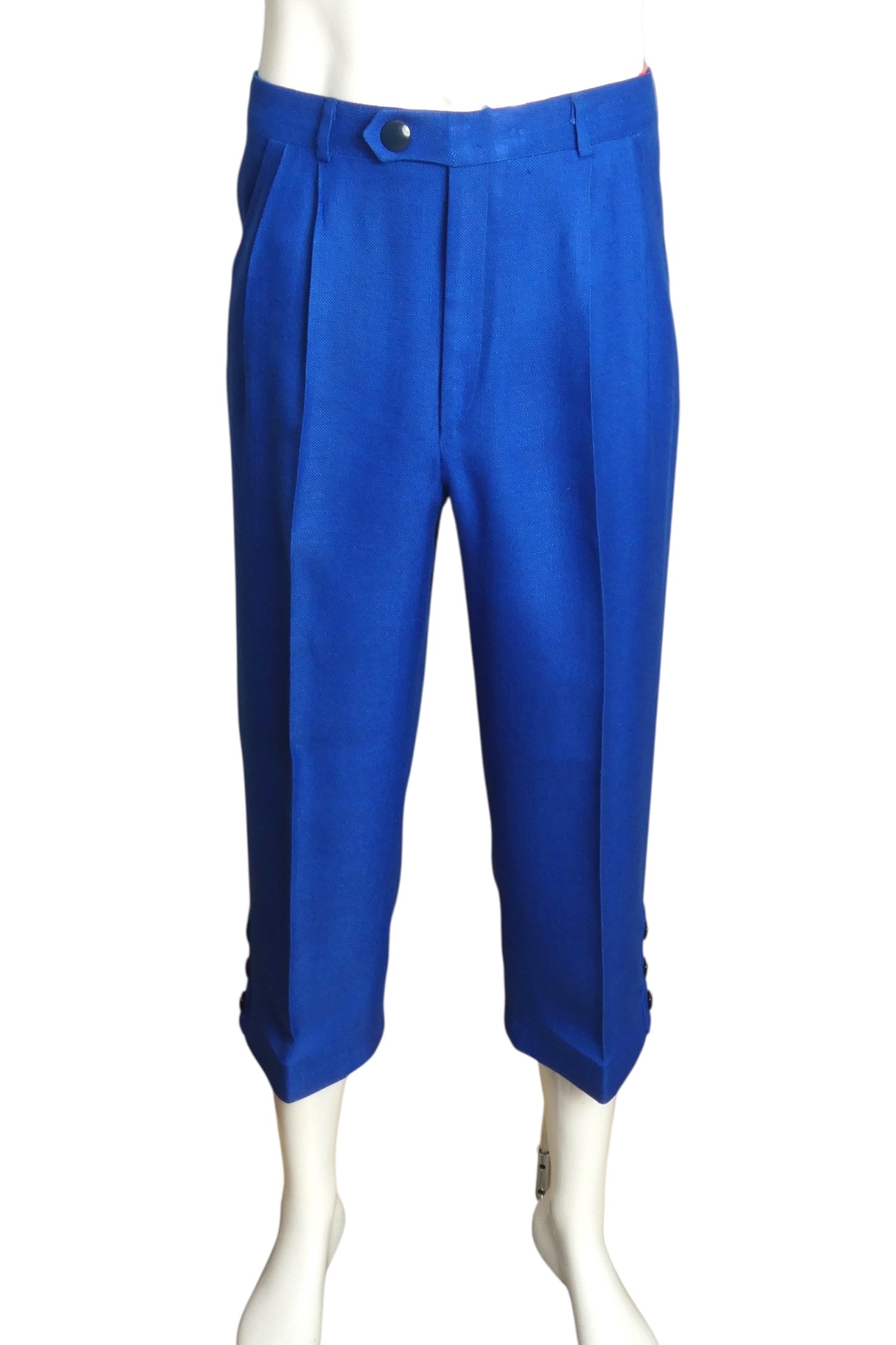 PIERRE CARDIN HAUTE COUTURE- 2011 Blue Rayon Cropped Pants, Waist 31