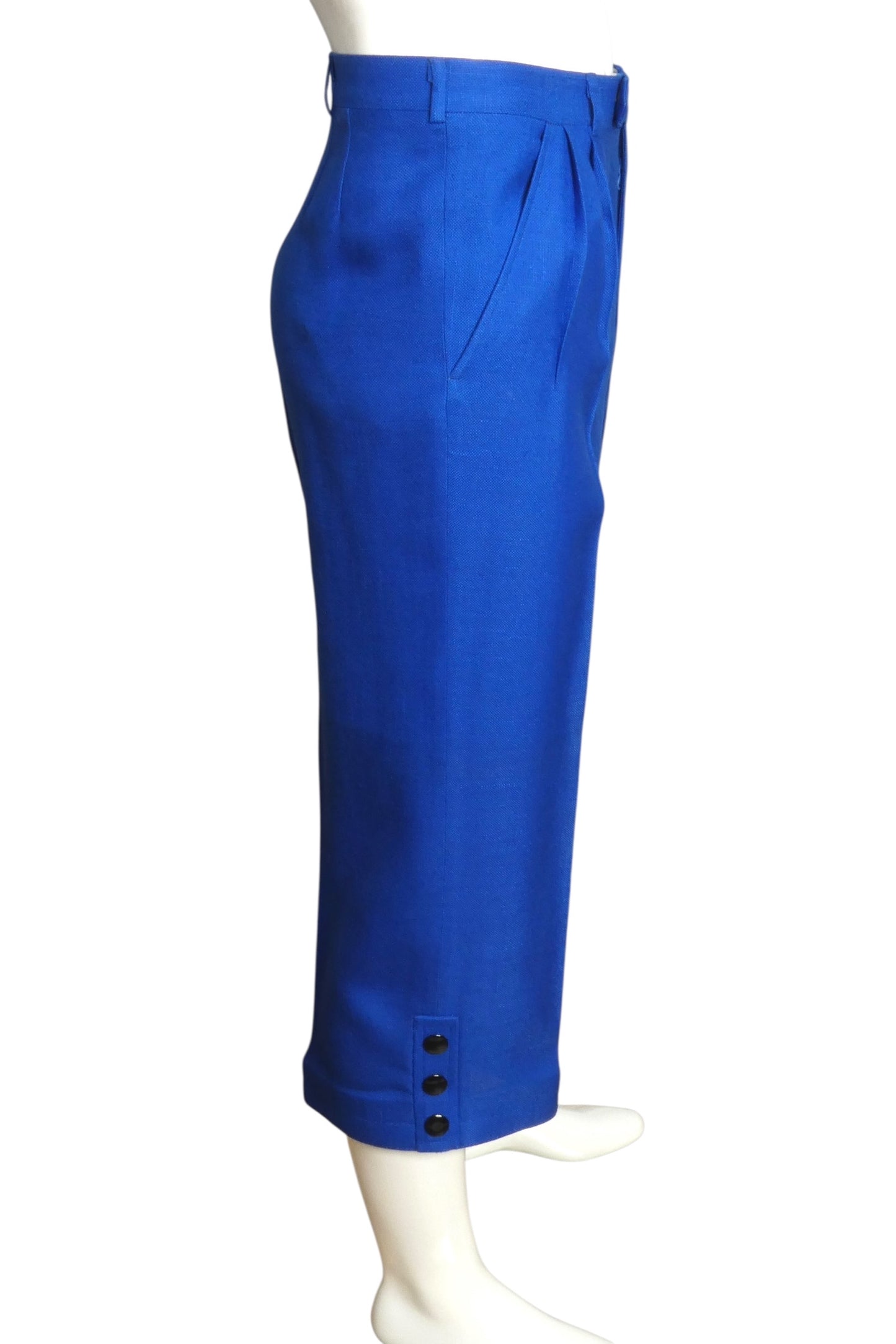 PIERRE CARDIN HAUTE COUTURE- 2011 Blue Rayon Cropped Pants, Waist 31