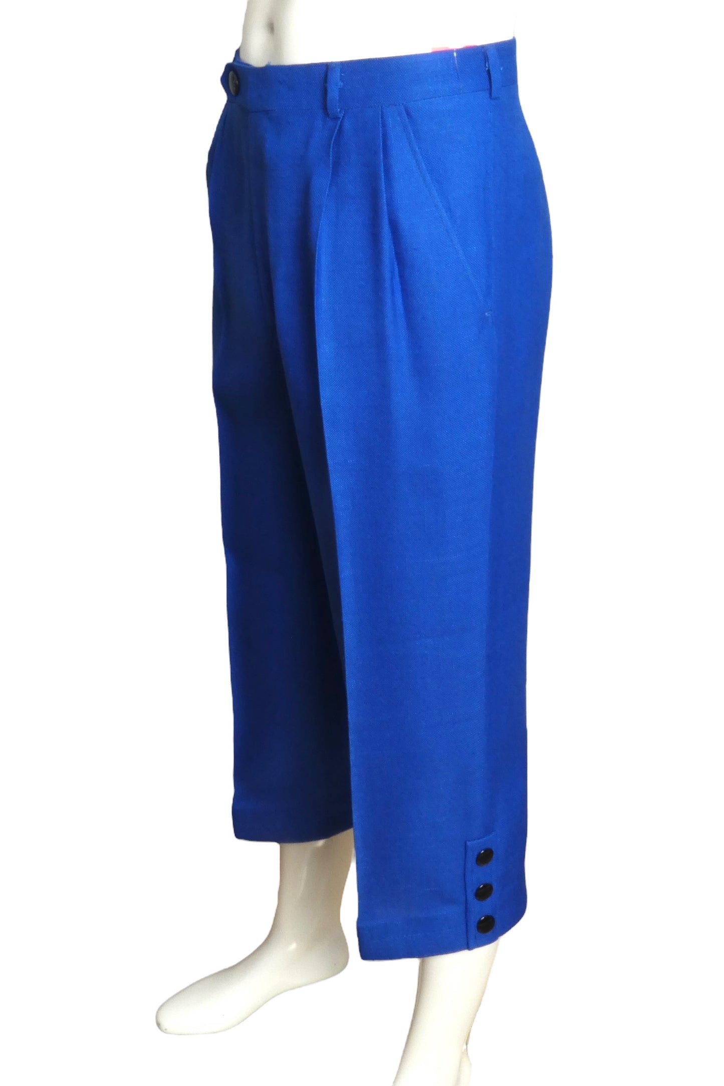 PIERRE CARDIN HAUTE COUTURE- 2011 Blue Rayon Cropped Pants, Waist 31