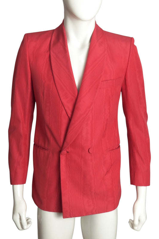PIERRE CARDIN- 1993 Red Moiré Taffeta Blazer, Size-Large