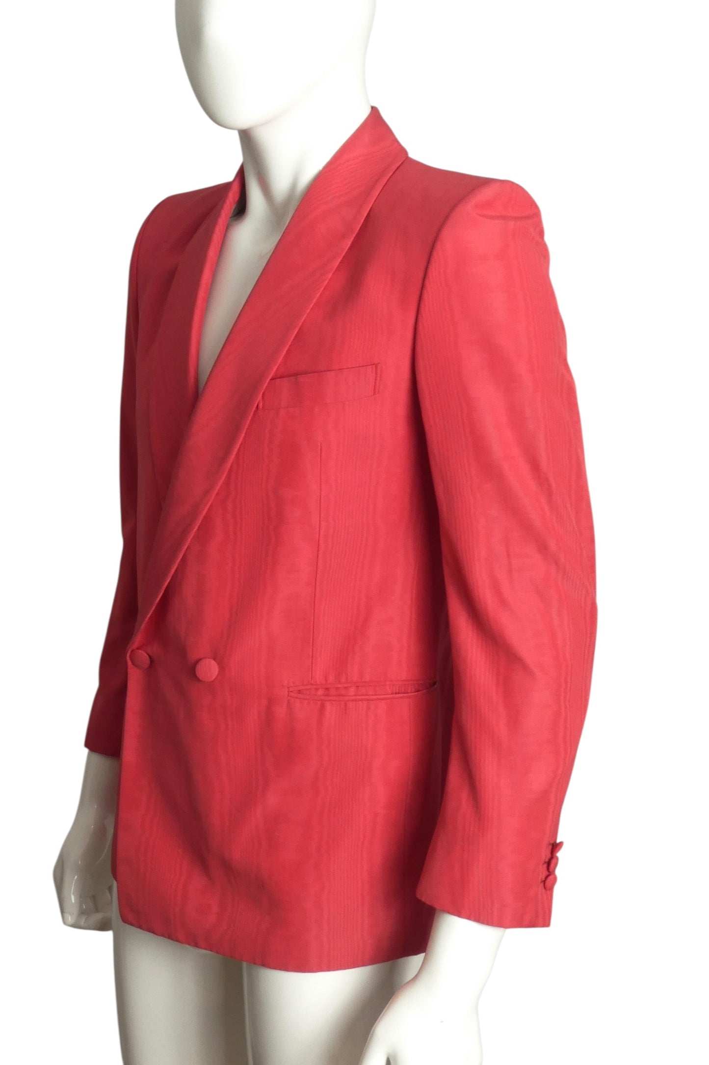 PIERRE CARDIN- 1993 Red Moiré Taffeta Blazer, Size-Large