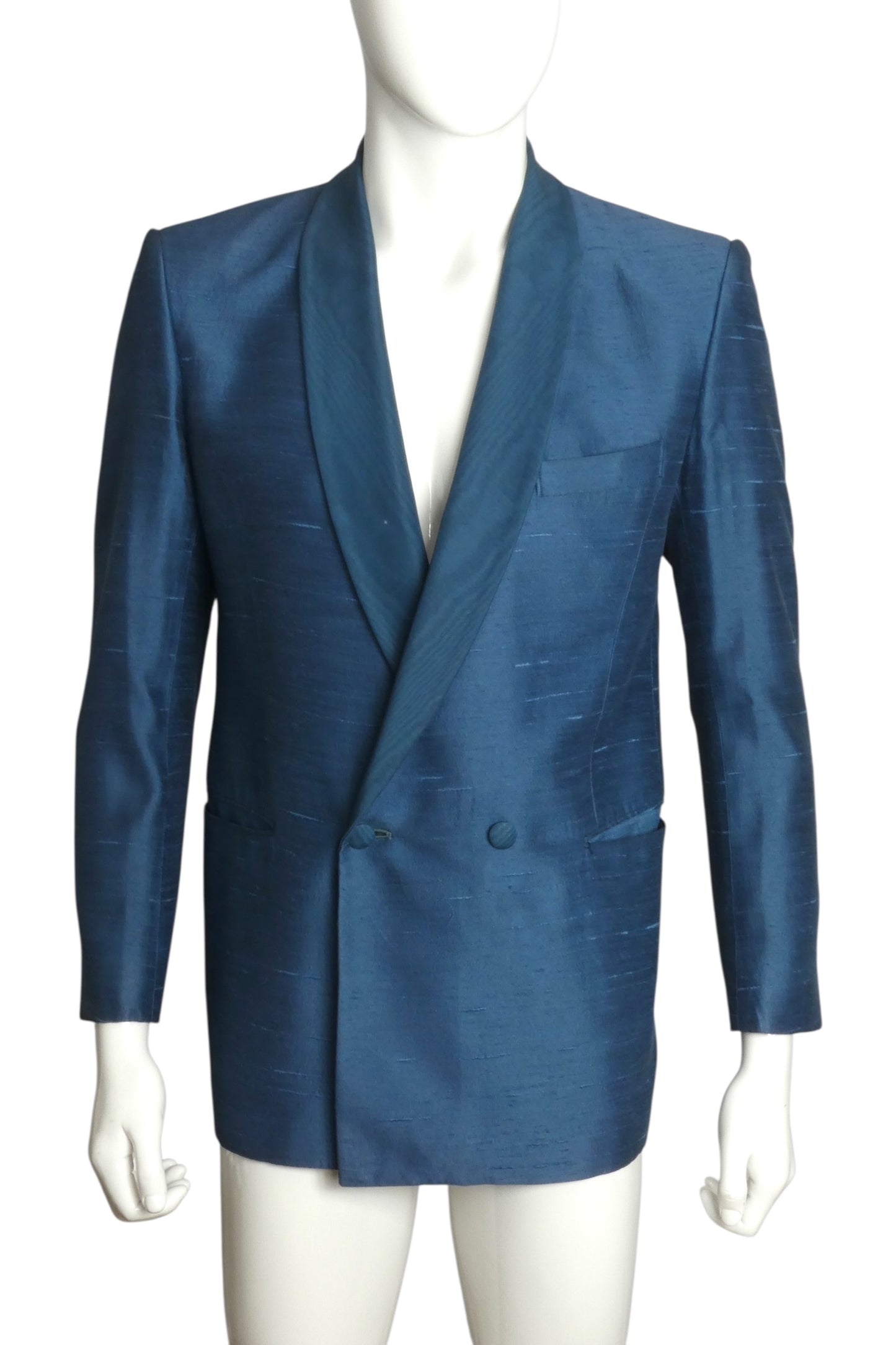 PIERRE CARDIN- 1980s Teal Shantung Blazer, Size-Large