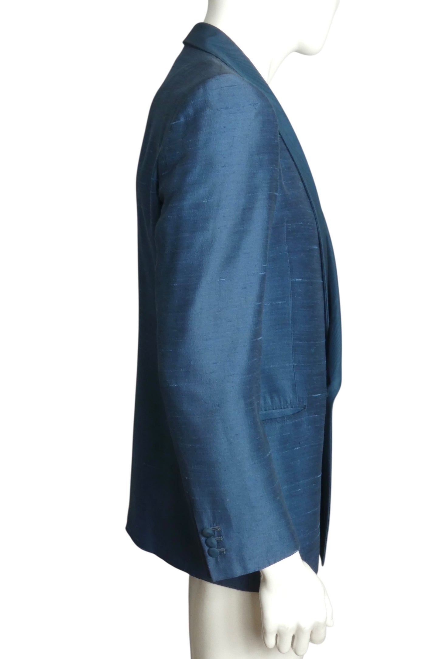 PIERRE CARDIN- 1980s Teal Shantung Blazer, Size-Large