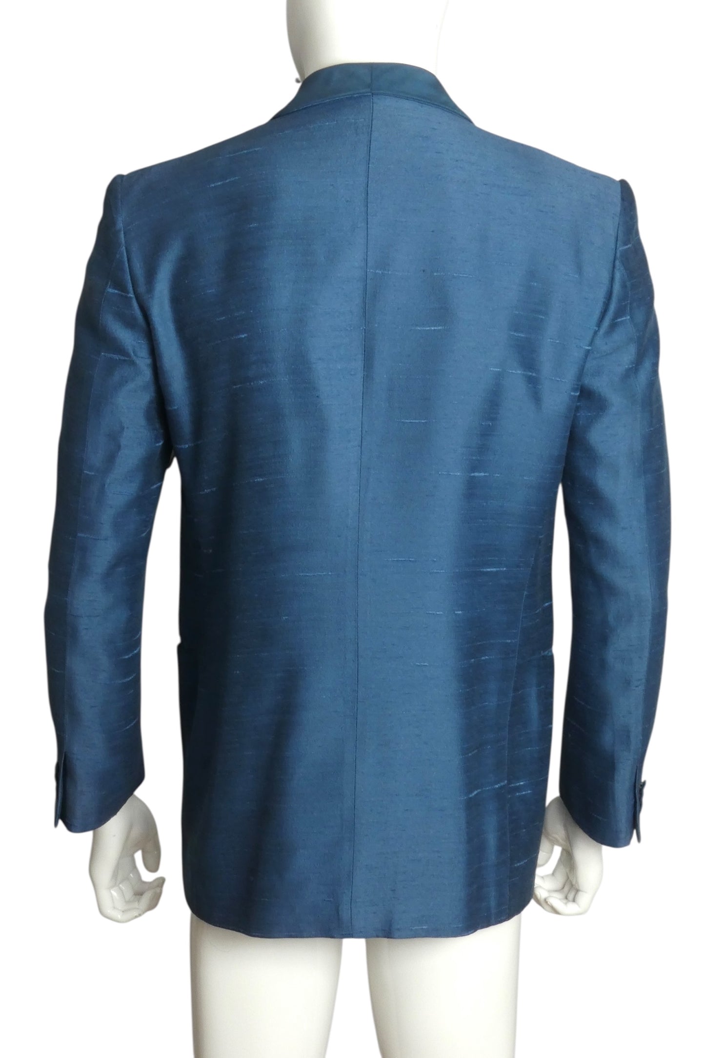 PIERRE CARDIN- 1980s Teal Shantung Blazer, Size-Large