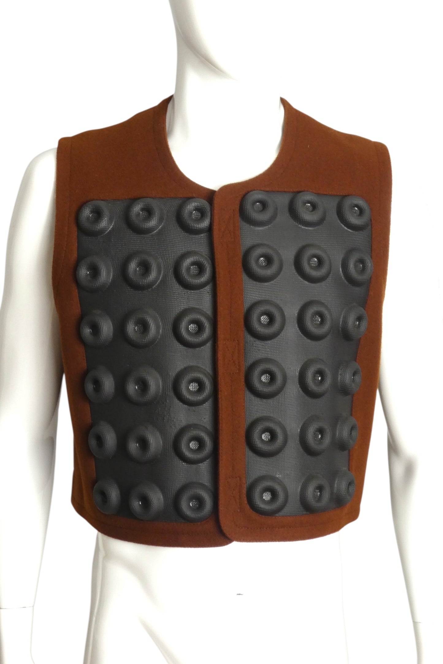 PIERRE CARDIN - 2012 Brown Wool & Black Rubber Vest, Size Medium
