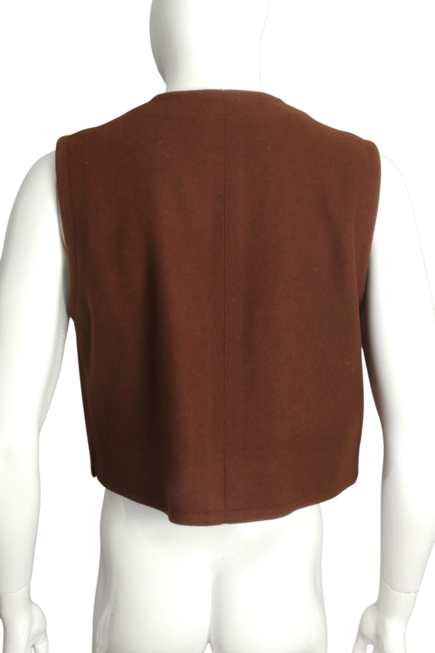 PIERRE CARDIN - 2012 Brown Wool & Black Rubber Vest, Size Medium