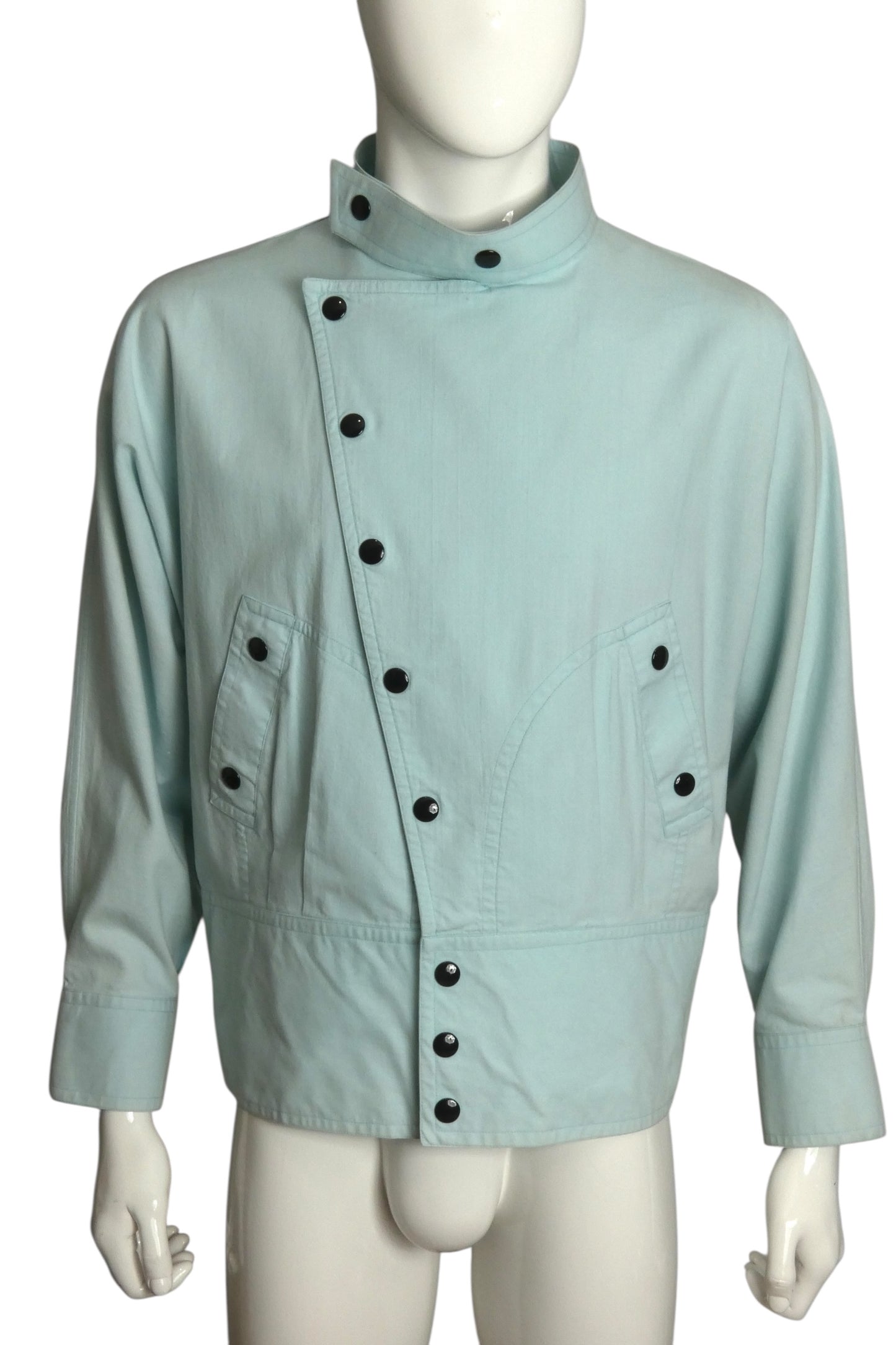 PIERRE CARDIN- 1990s Aqua Cotton Jacket, Size-Large