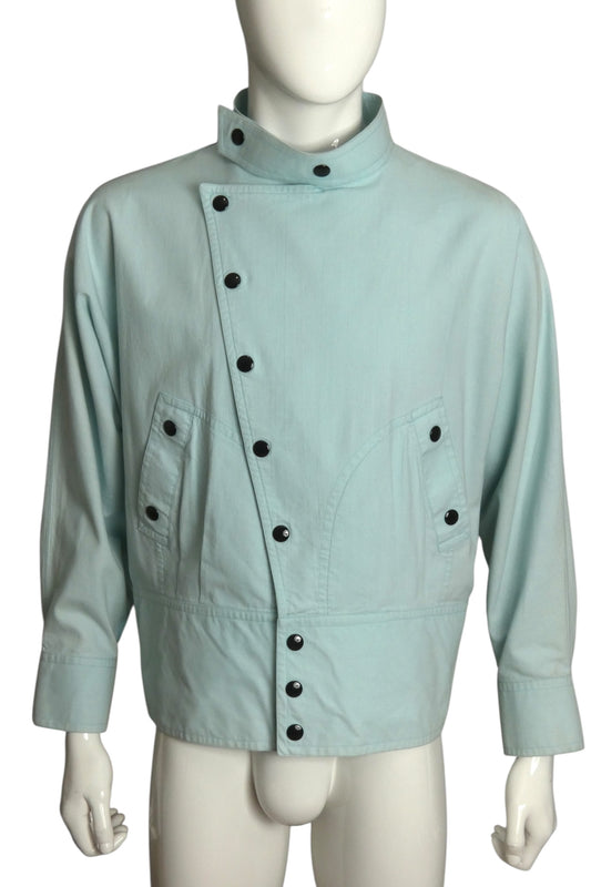 PIERRE CARDIN- 1990s Aqua Cotton Jacket, Size-Large