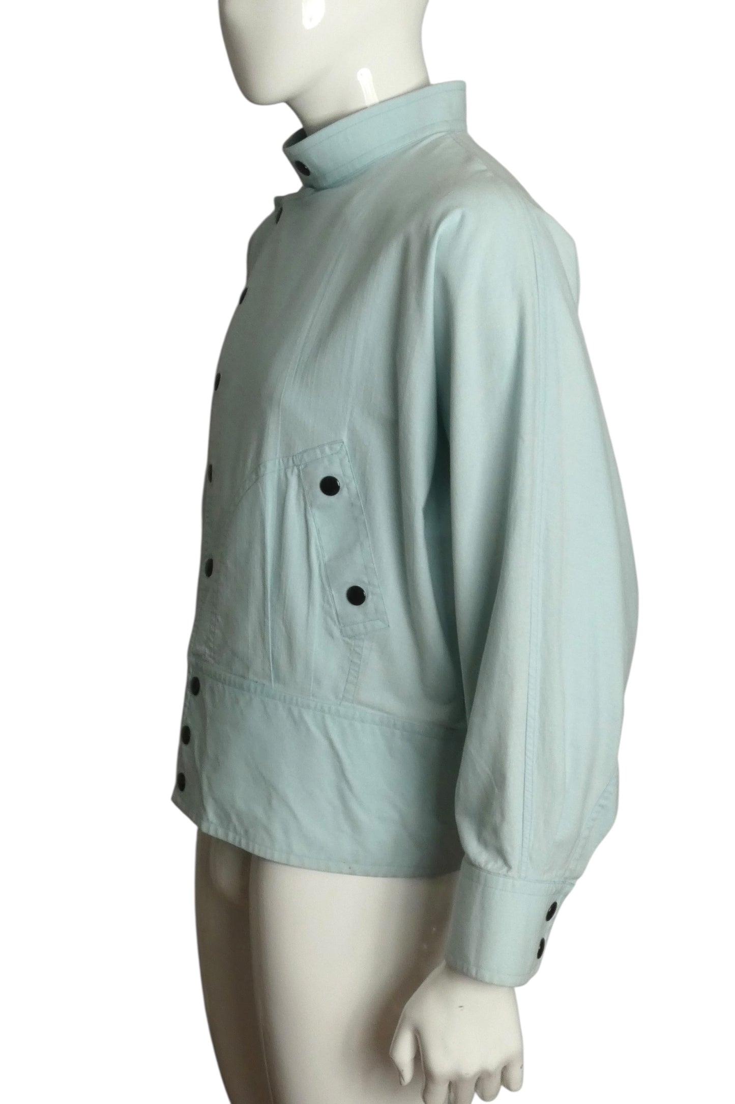 PIERRE CARDIN- 1990s Aqua Cotton Jacket, Size-Large