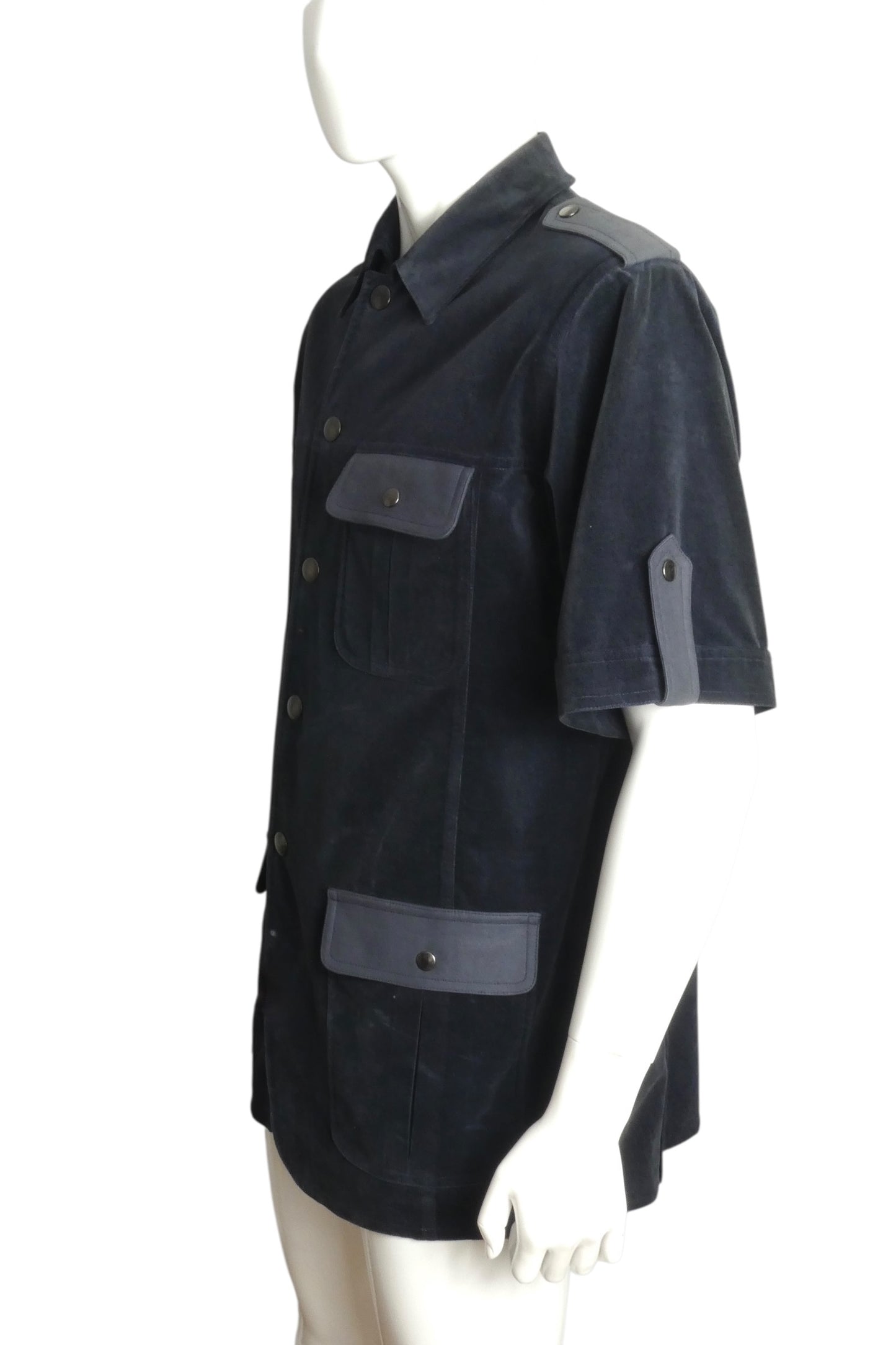 PIERRE CARDIN HAUTE COUTURE- 1990s Navy Velveteen Leisure Jacket, Size-X Large