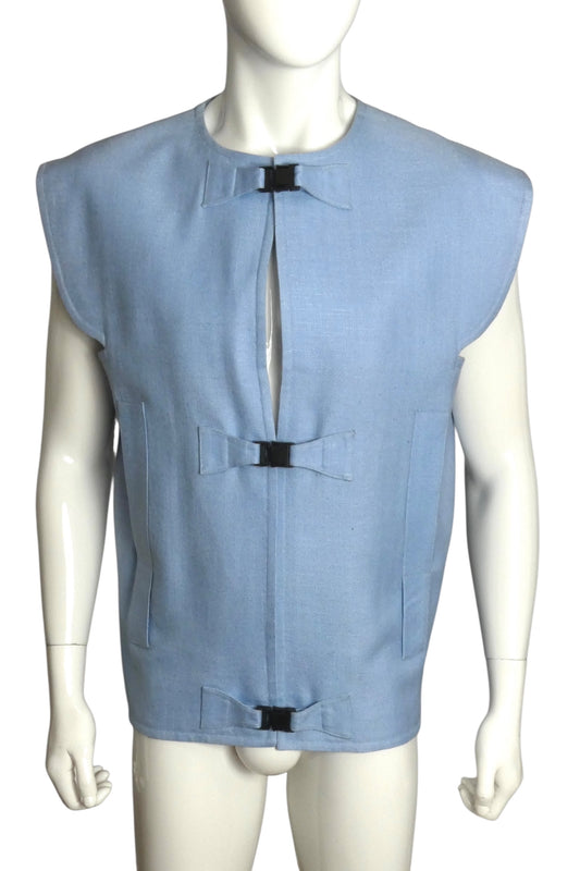 PIERRE CARDIN HAUTE COUTURE- 1980s Blue Rayon Vest, Size-Large