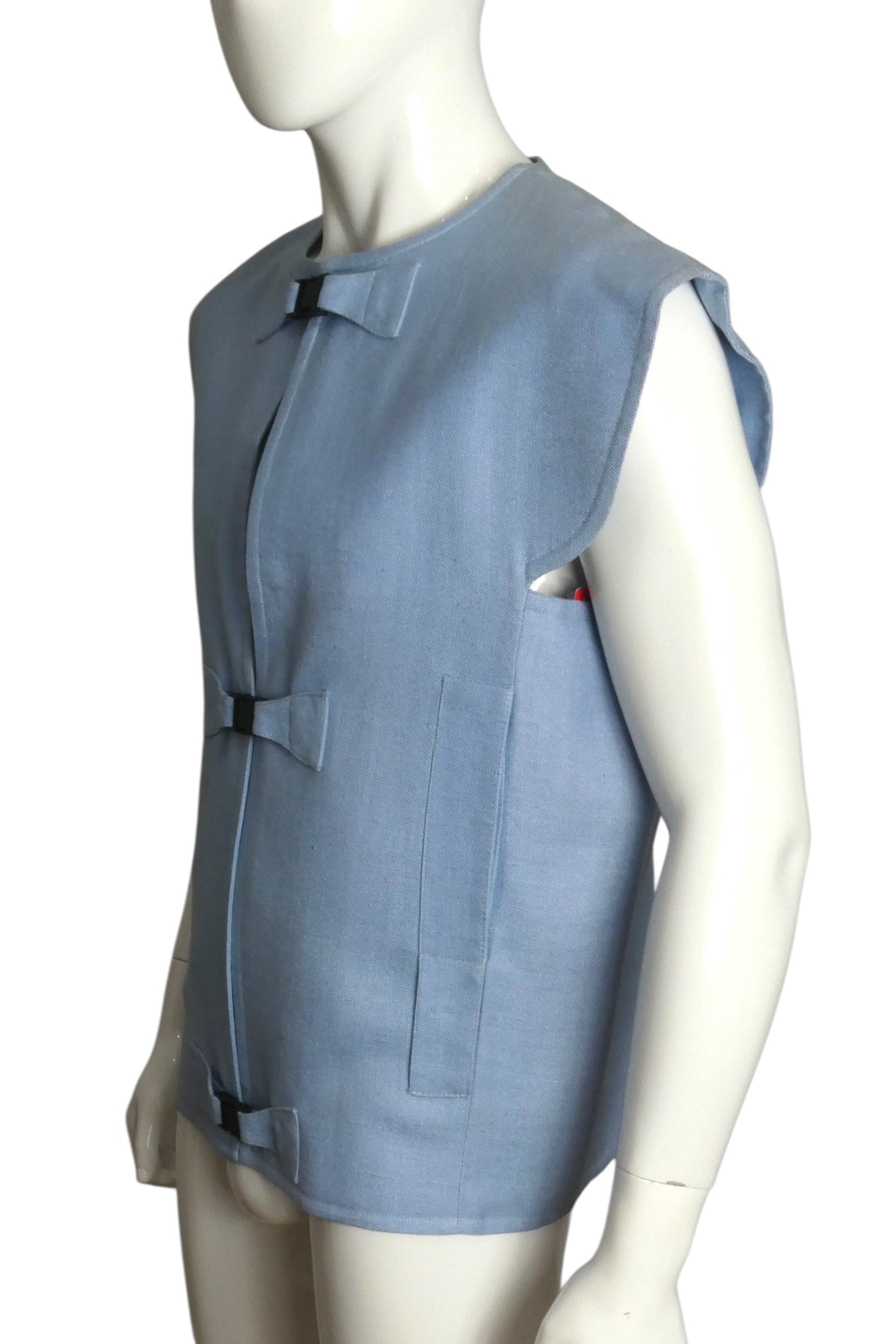 PIERRE CARDIN HAUTE COUTURE- 1980s Blue Rayon Vest, Size-Large