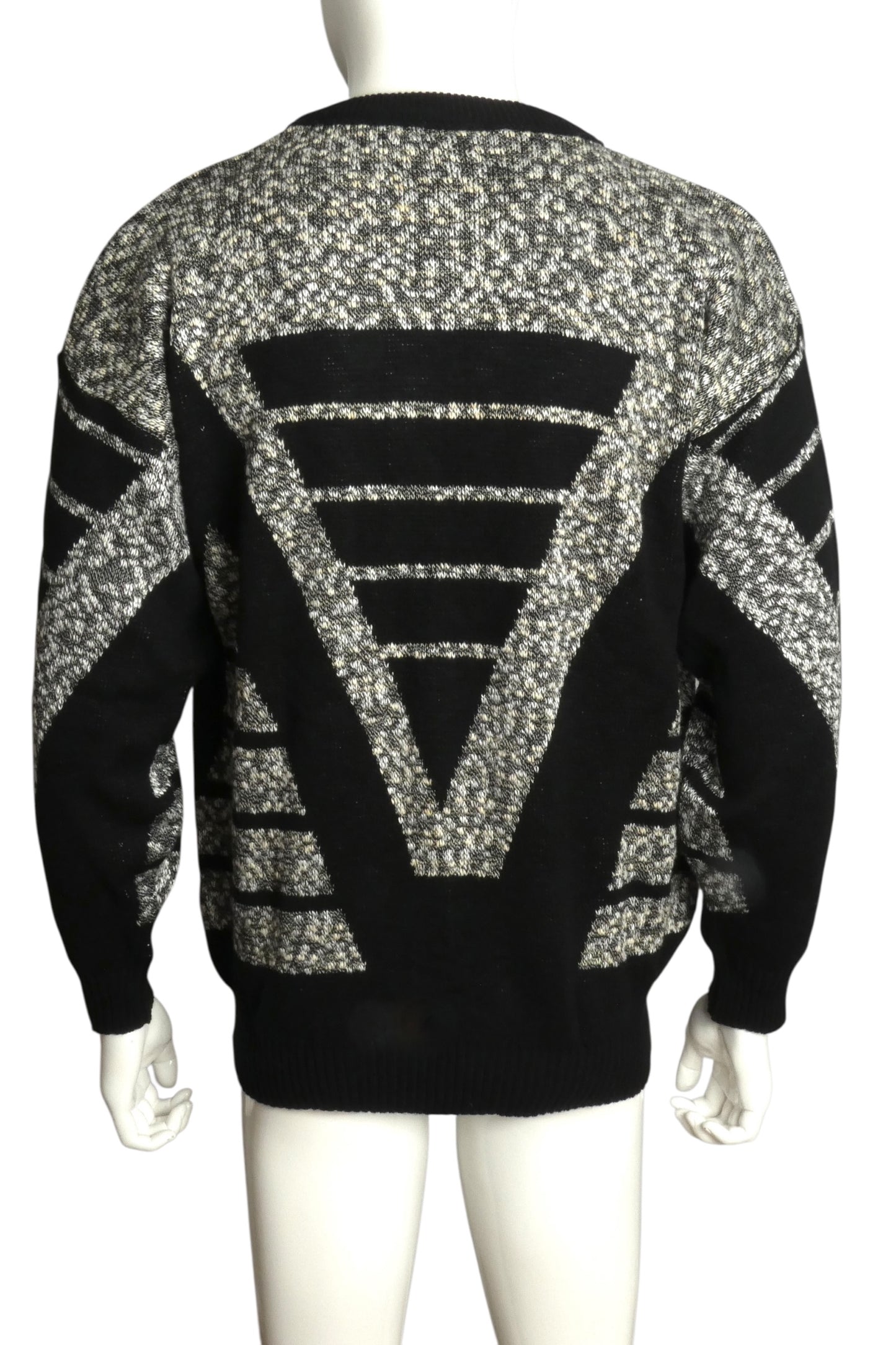 PIERRE CARDIN - 1980s Acrylic & Leather Sweater, Size Large