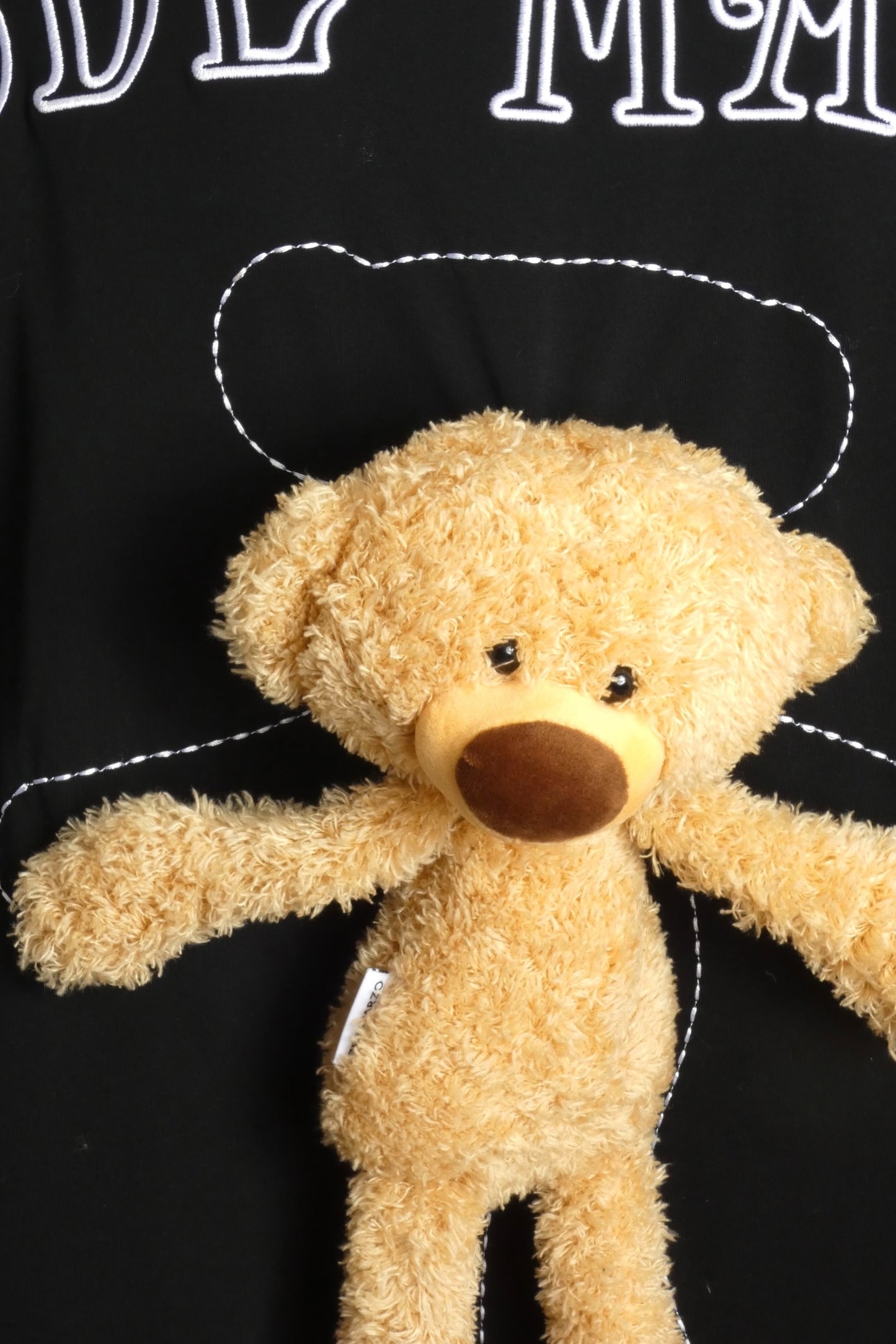 13DE MARZO- Black Teddy Bear Cotton T-Shirt, Size Medium