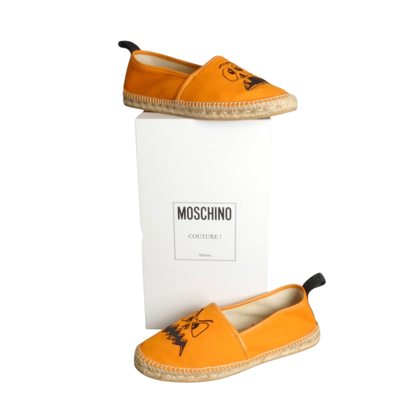 MOSCHINO COUTURE- 2020 Orange Pumpkin Espadrilles, Size 44