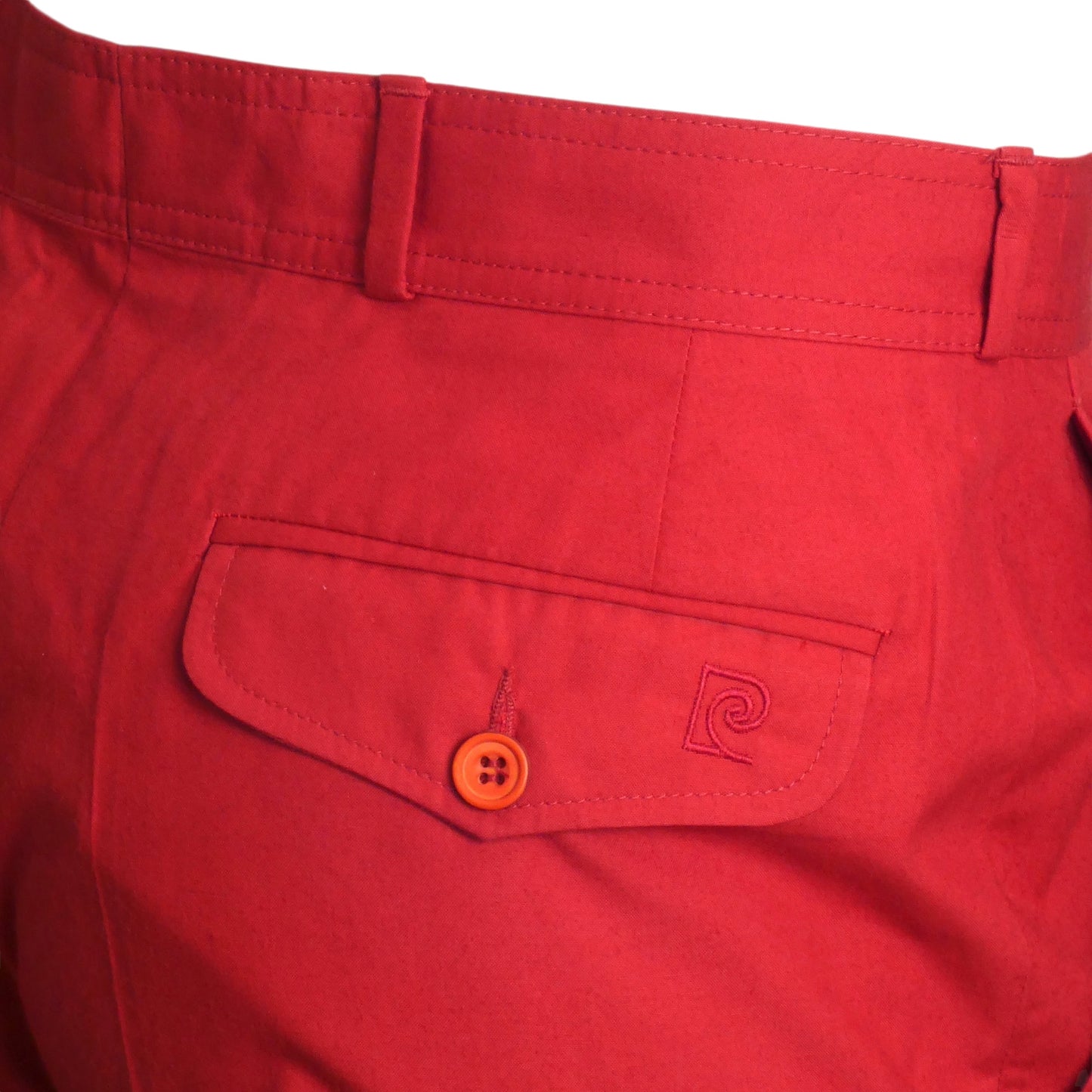 PIERRE CARDIN (HAUTE COUTURE) - 1990s Red Cotton Utility Suit, Size-Large