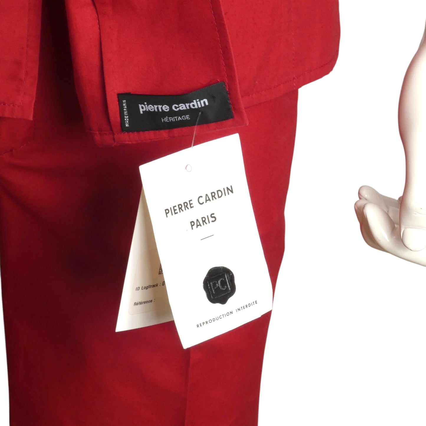 PIERRE CARDIN (HAUTE COUTURE) - 1990s Red Cotton Utility Suit, Size-Large